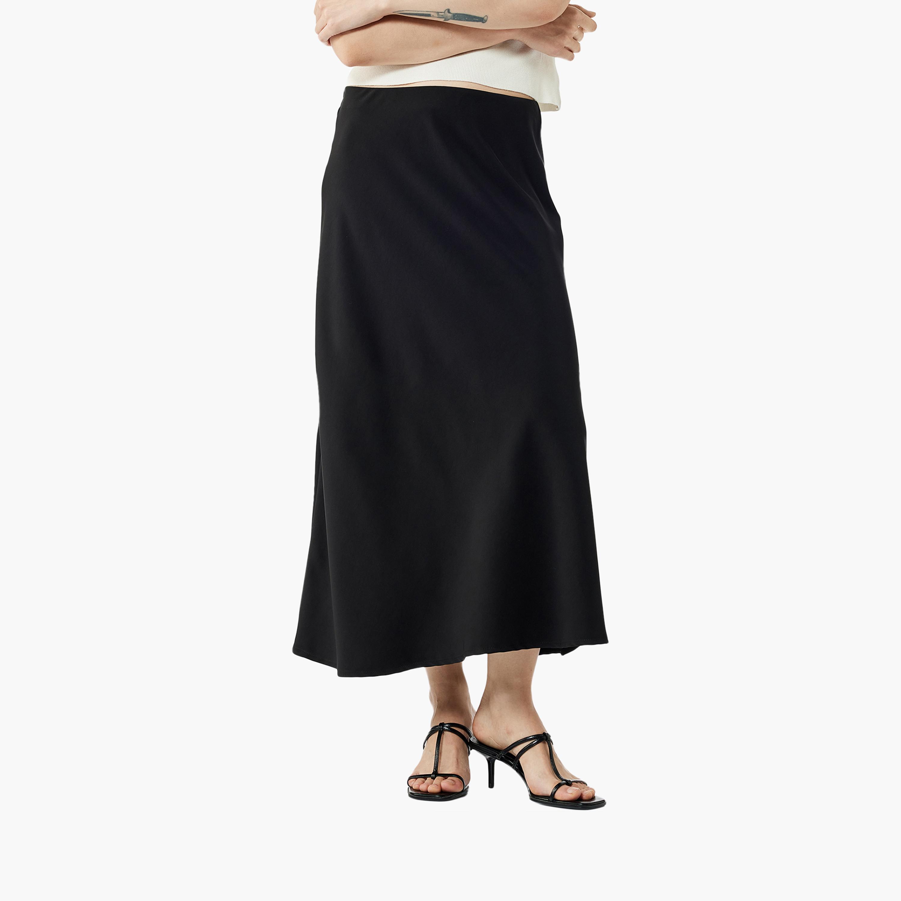 KOTON Black Midi Women's Skirt-women-clothing-bottoms-skirts-image-1