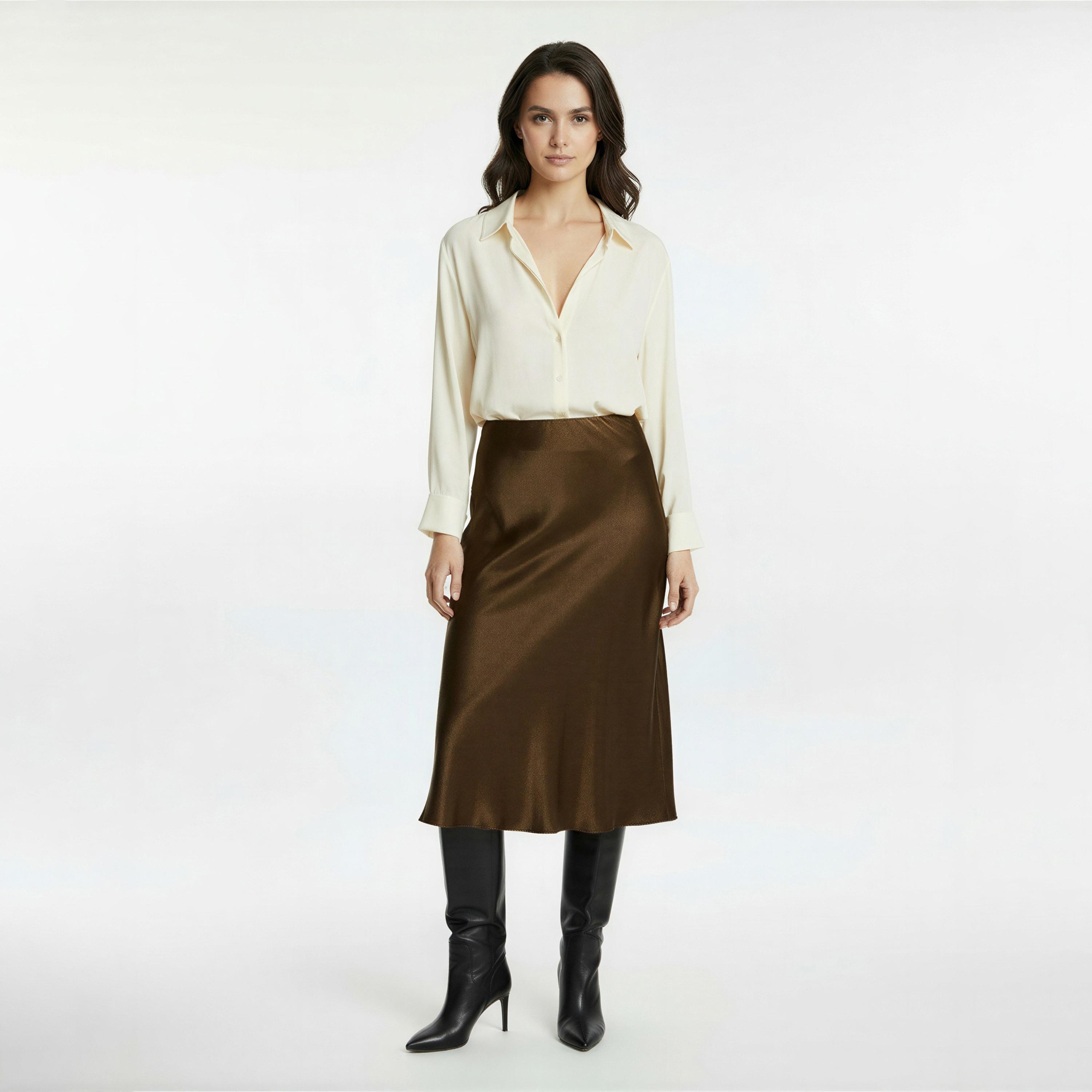 تنورة ساتان نسائية بقصة ايه-لاين من كوتون-women-clothing-bottoms-skirts-image-2