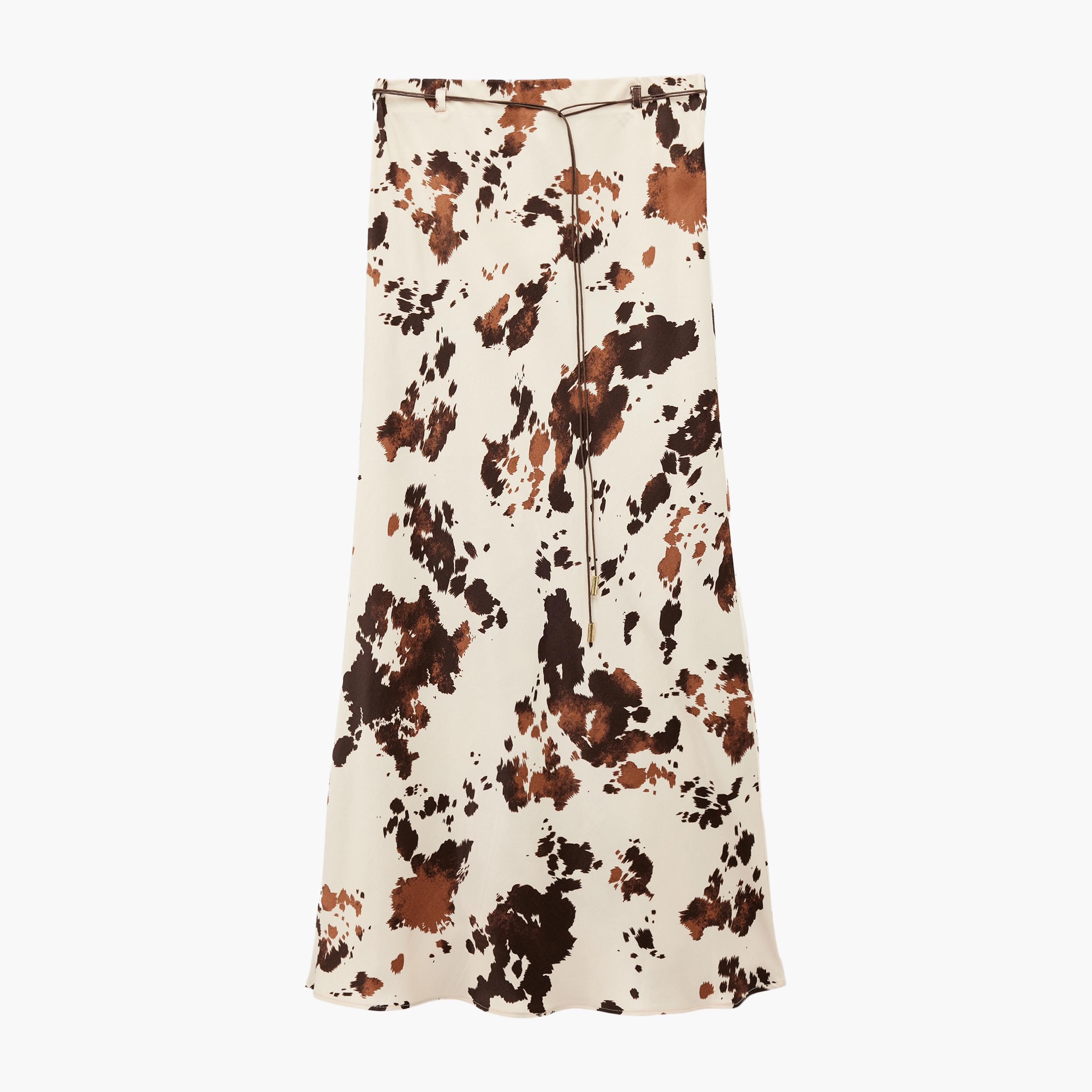 KOTON Beige Abstract Print Midi Women's Skirt-women-clothing-bottoms-skirts-image-3