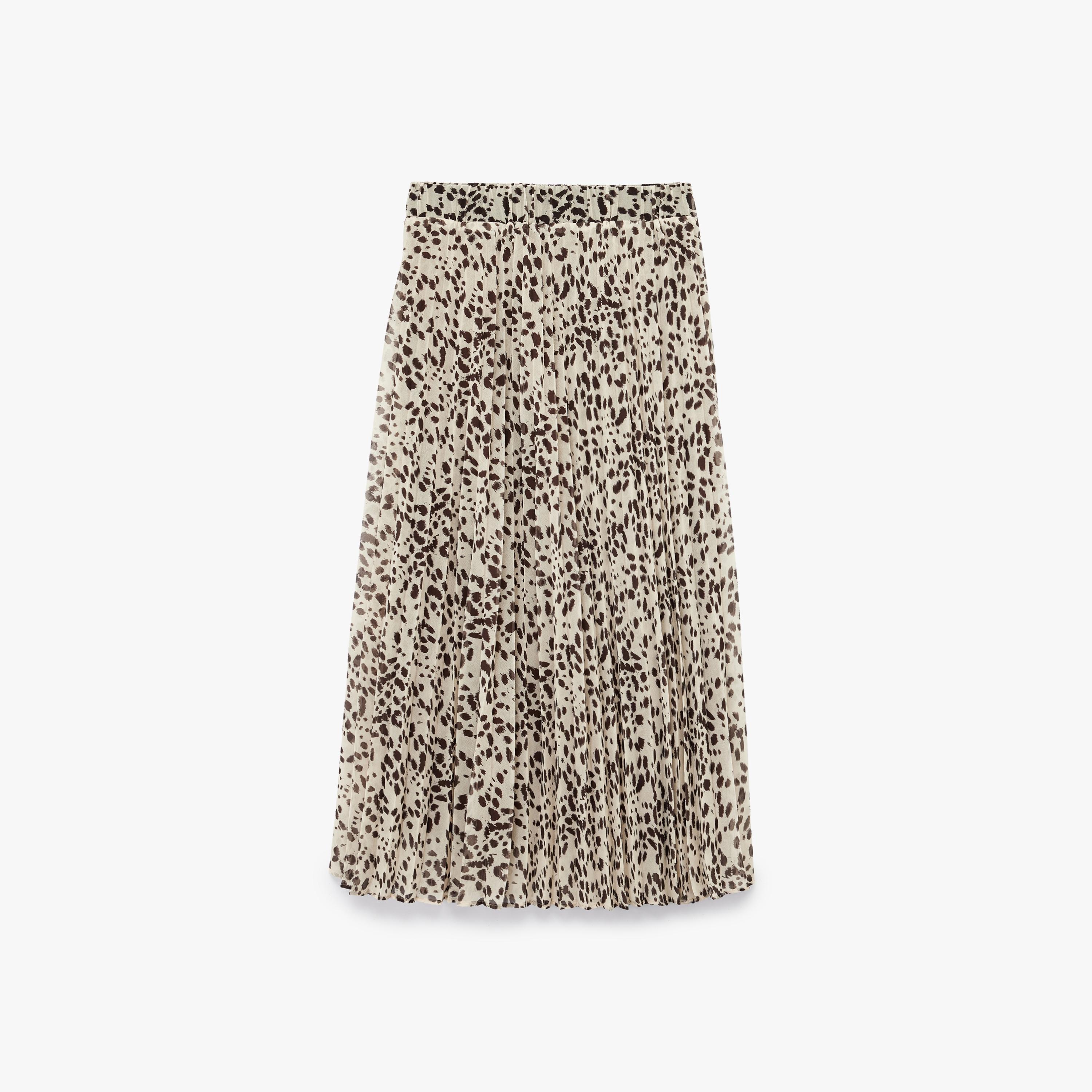 KOTON Beige Dalmatian Print Chiffon Pleated Women's Skirt-women-clothing-bottoms-skirts-image-4