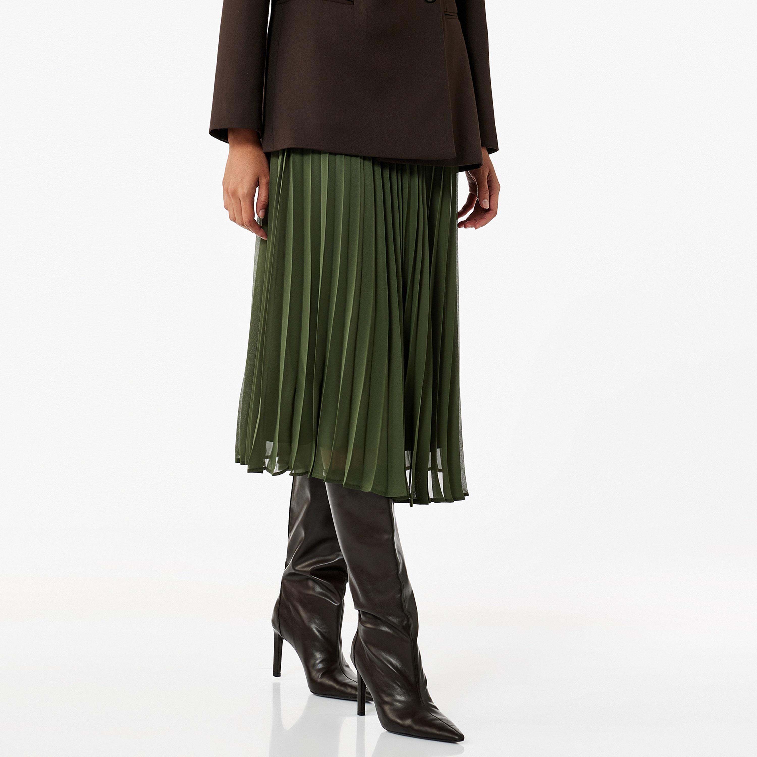 KOTON Green Chiffon Pleated Women's Skirt-women-clothing-bottoms-skirts-image-3
