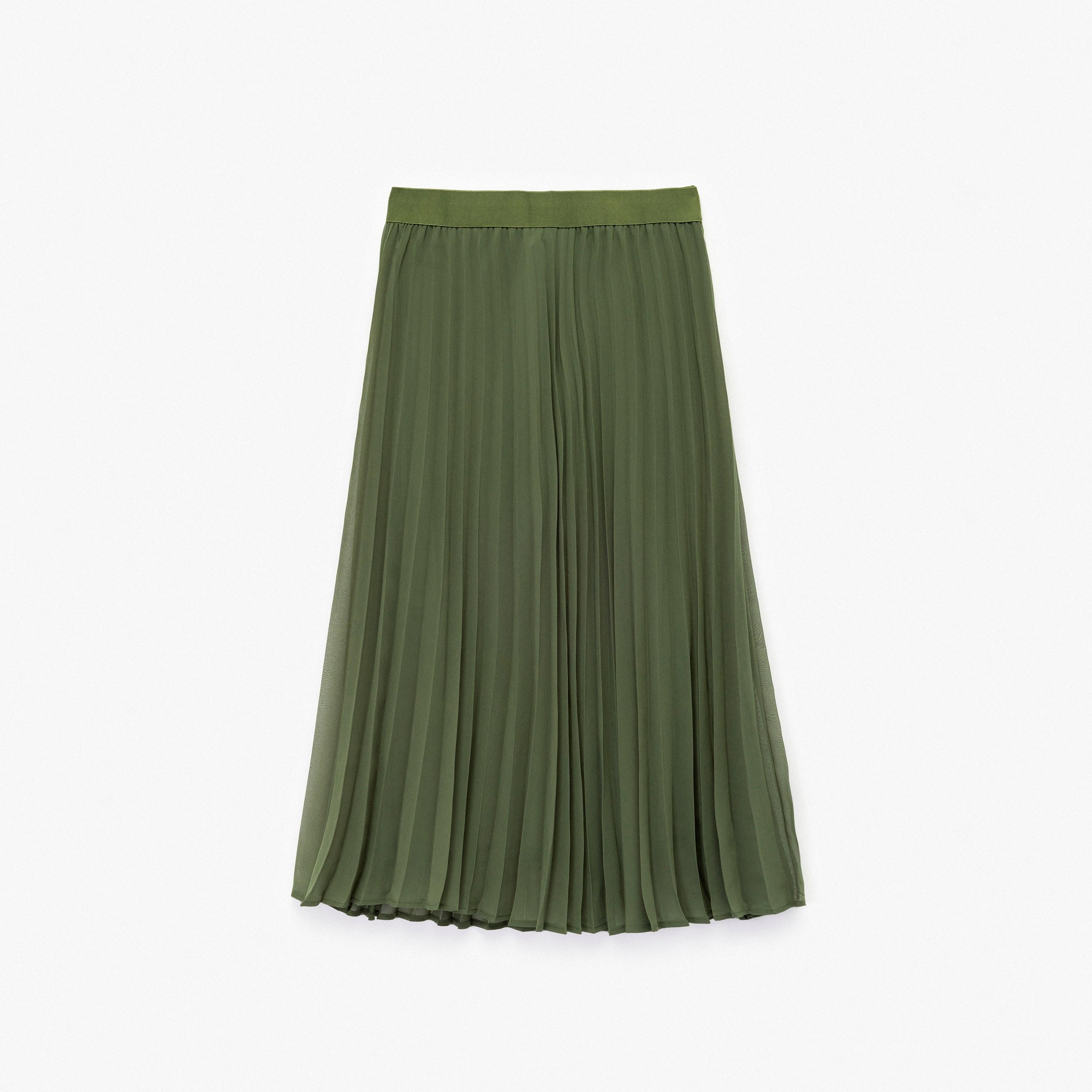 KOTON Green Chiffon Pleated Women's Skirt-women-clothing-bottoms-skirts-image-4