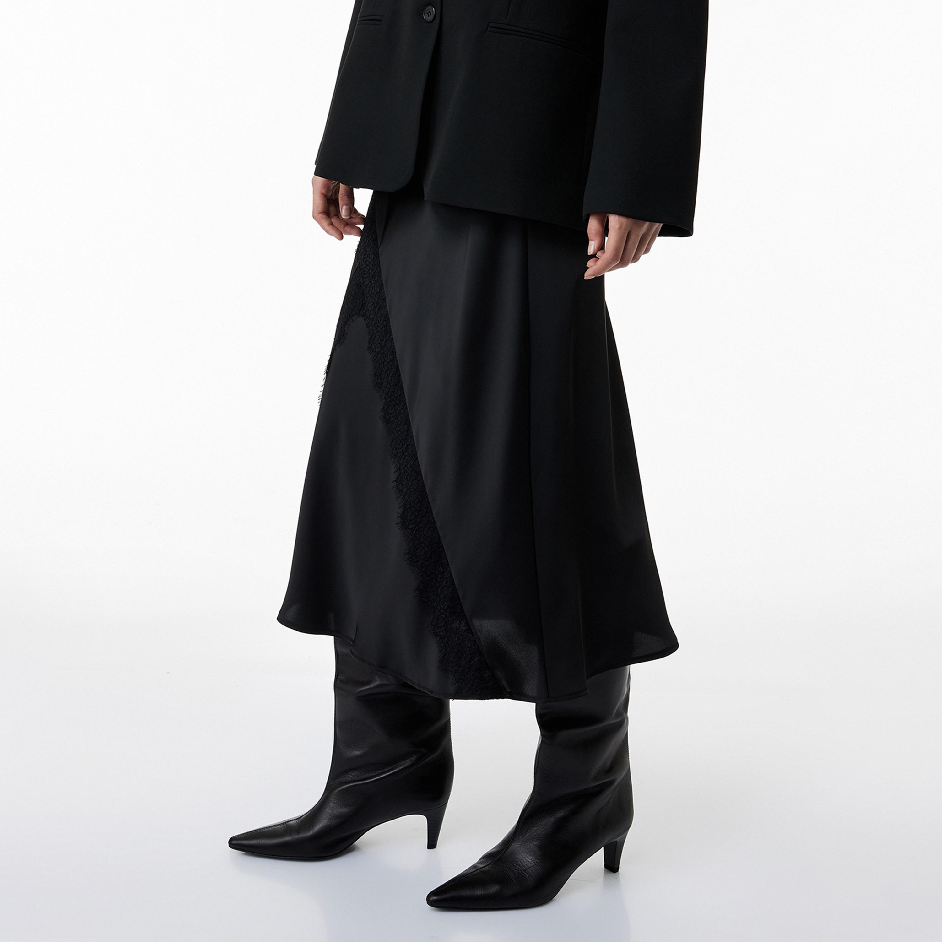 KOTON Black Lace Trim A-Line Women's Midi Skirt-women-clothing-skirts-image-4