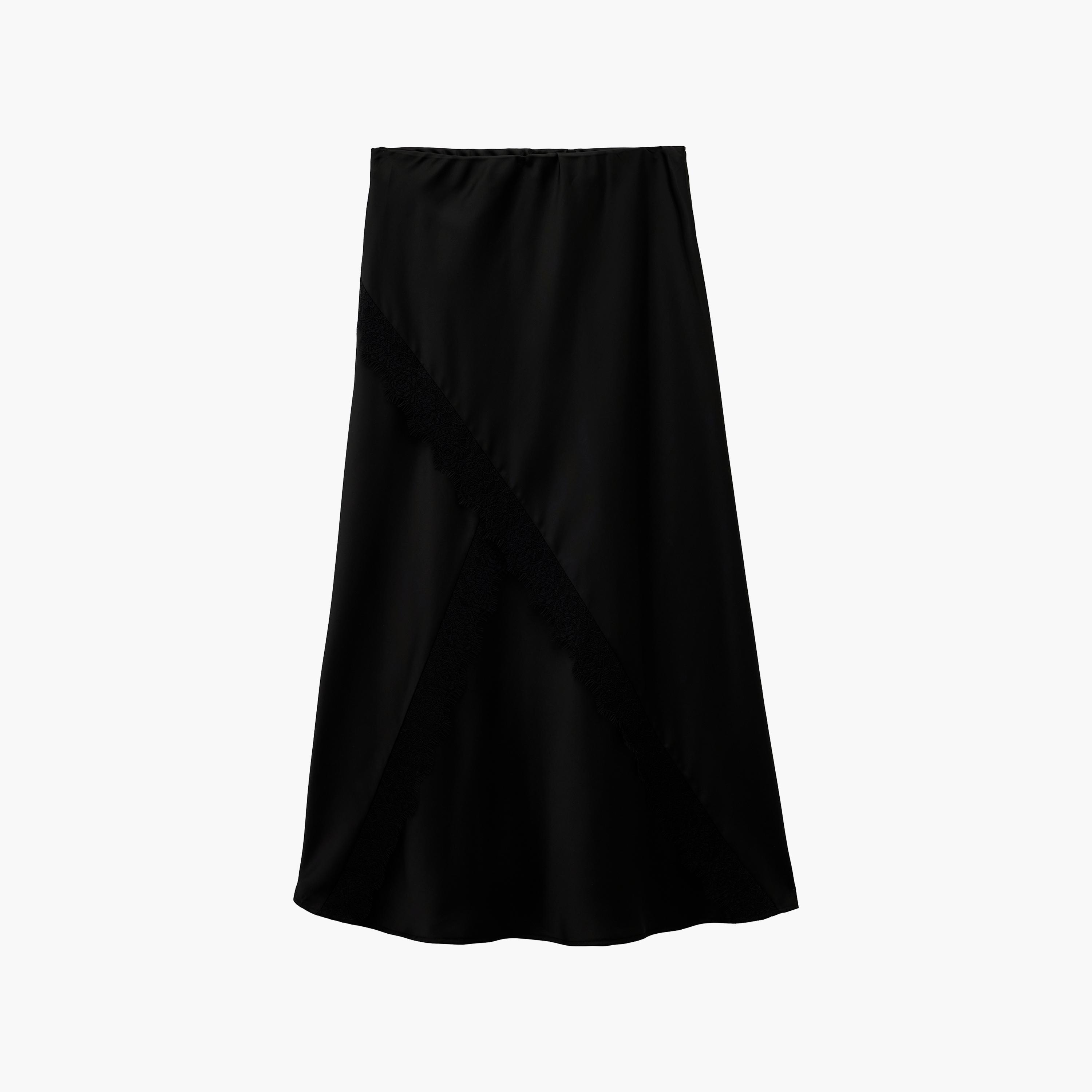 KOTON Black Lace Trim A-Line Women's Midi Skirt-women-clothing-skirts-image-6
