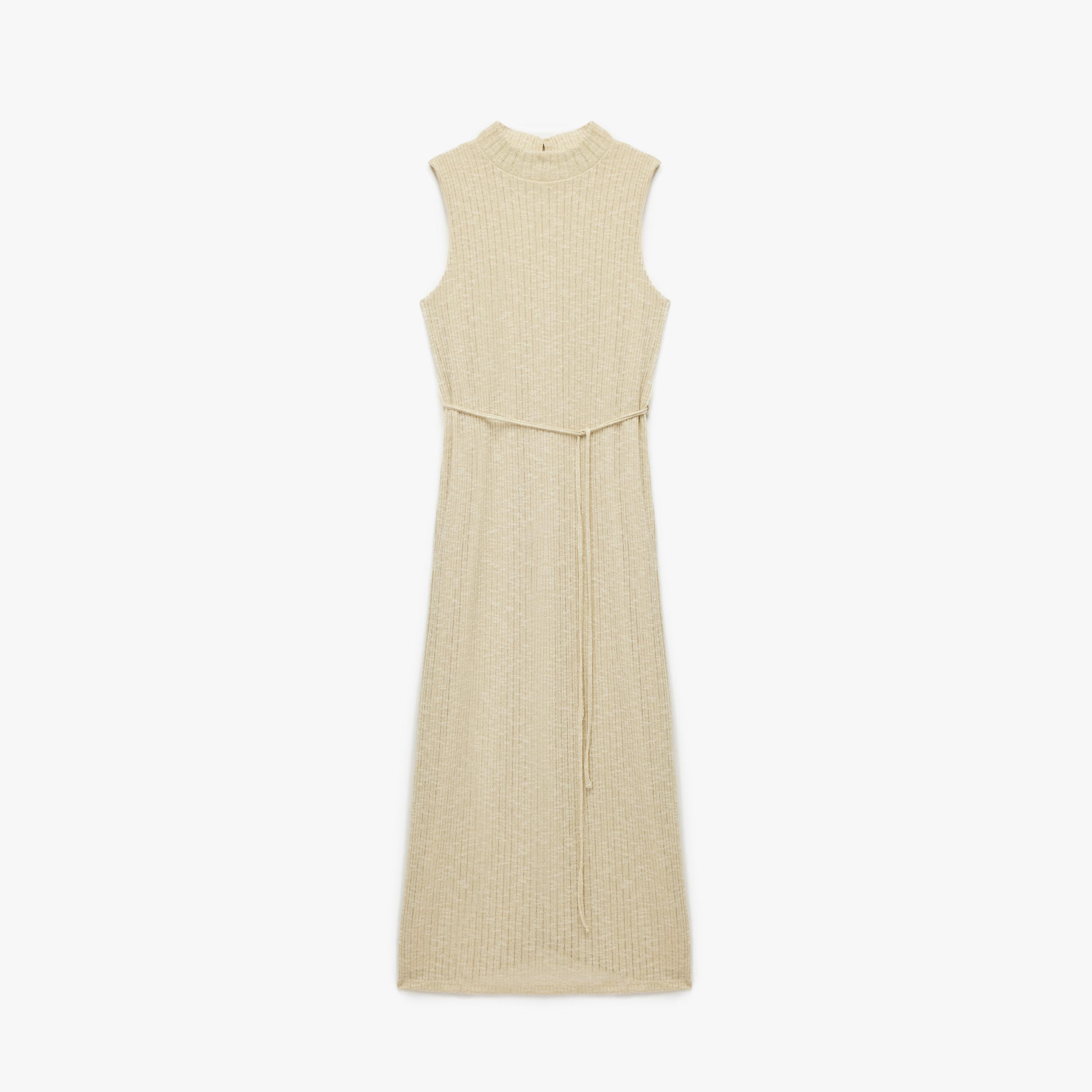 KOTON Ribbed Metallic Mock Neck Sheath Women's Midi Dress-women-clothing-dresses-image-7