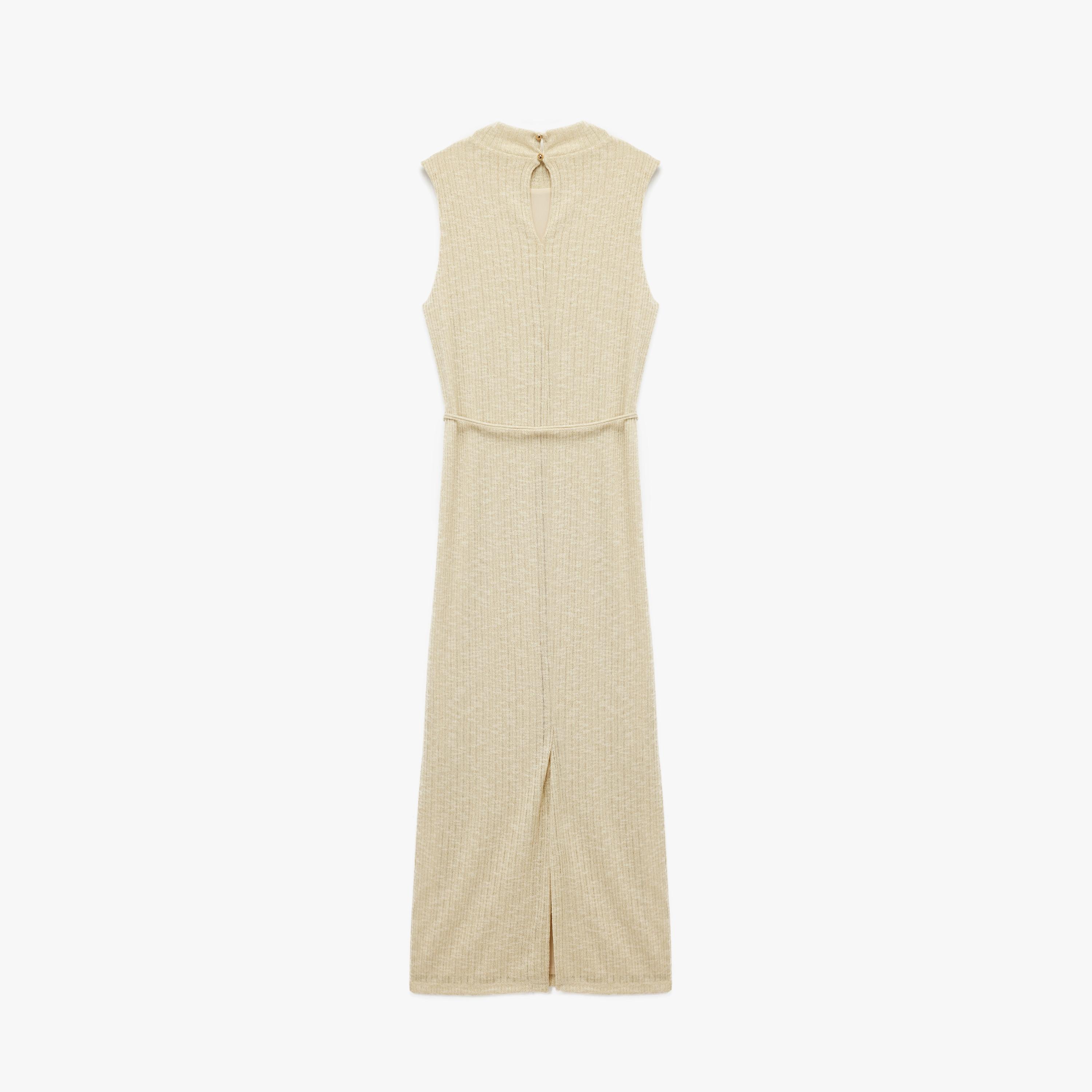 KOTON Ribbed Metallic Mock Neck Sheath Women's Midi Dress-women-clothing-dresses-image-8