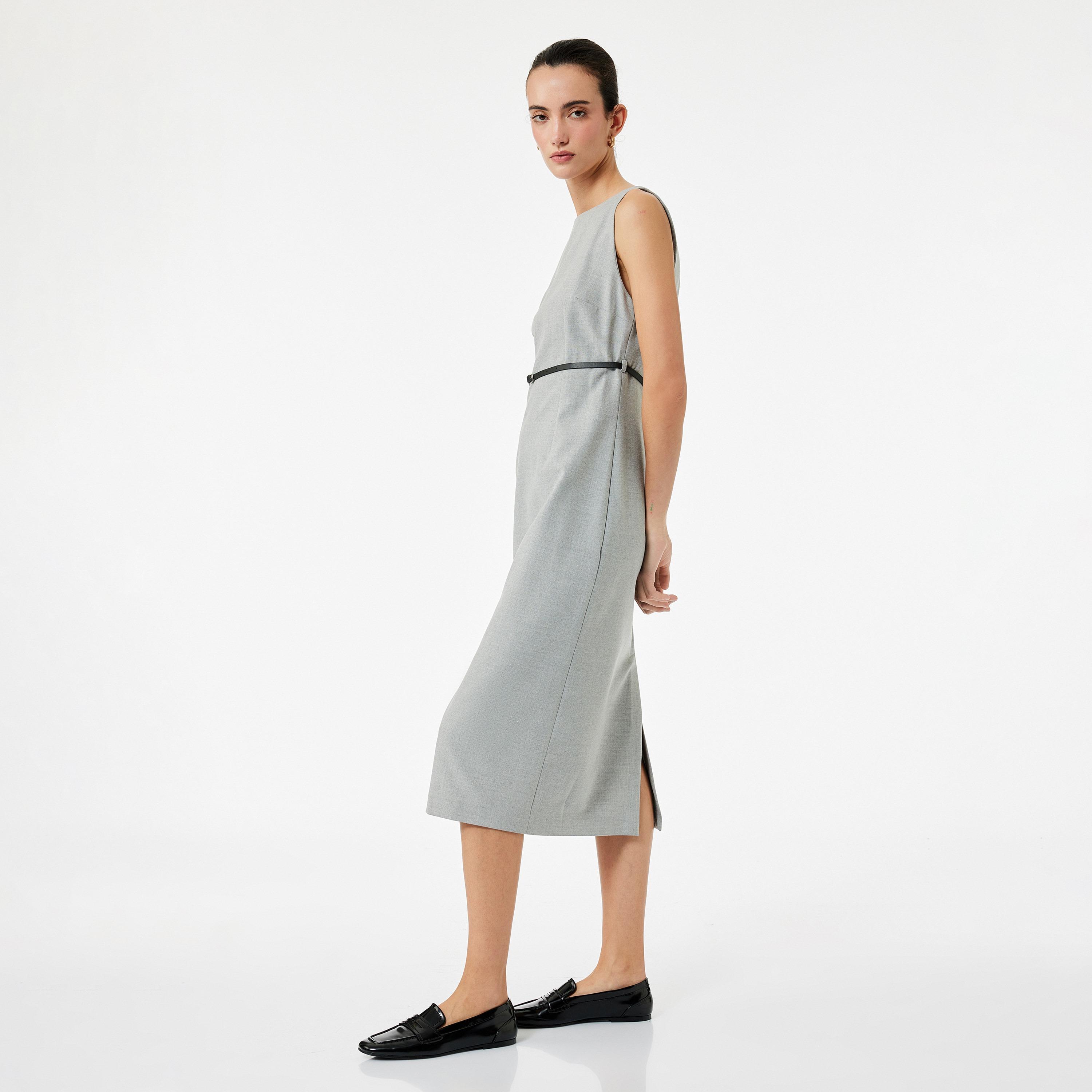 KOTON Grey Sheath Women's Evening Midi Dress-women-clothing-dresses-image-2