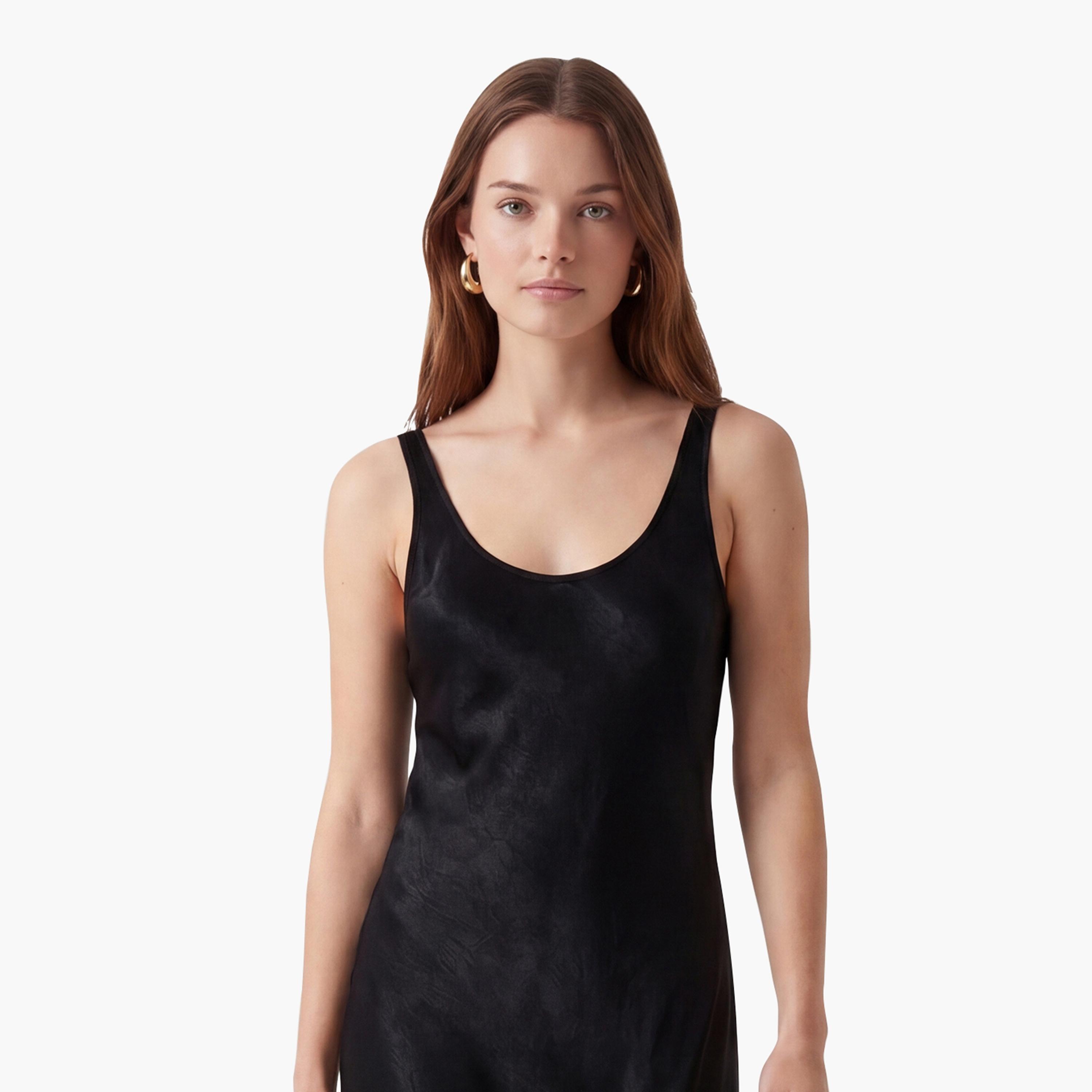KOTON Black Scoop Neck Sheath Women's Midi Dress-women-clothing-dresses-image-4