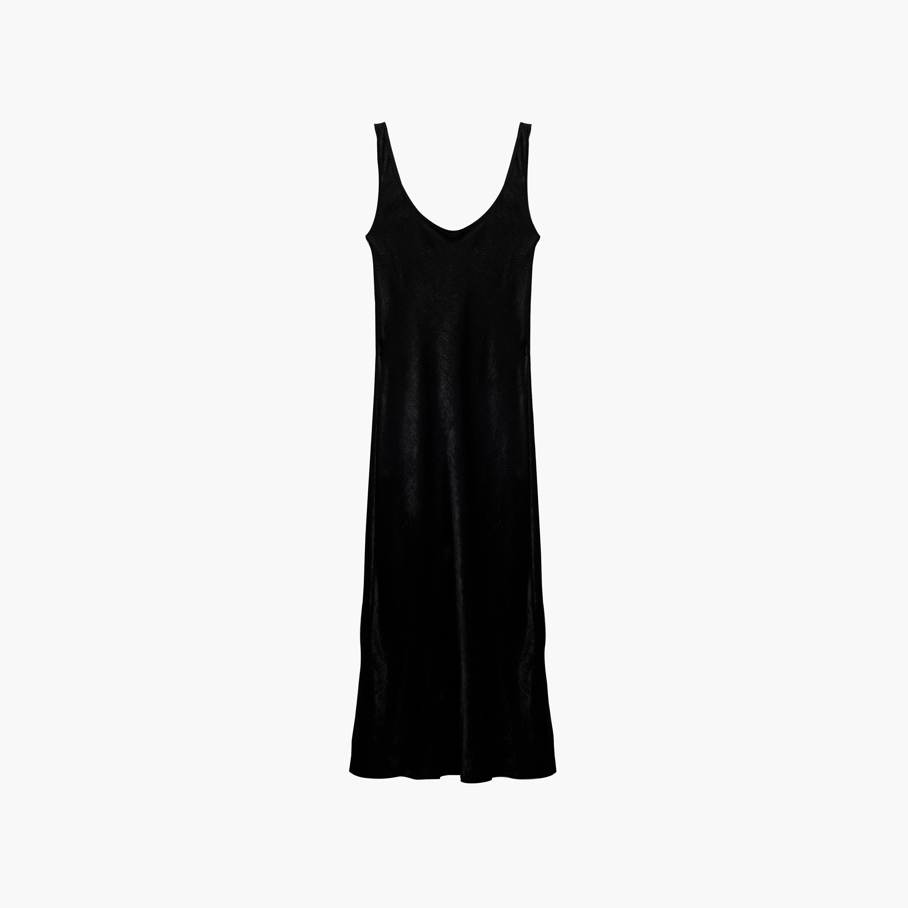 فستان ميدي نسائي بقصة ضيقة وقصة رقبة عميقة بلون أسود من كوتون-women-clothing-dresses-image-5