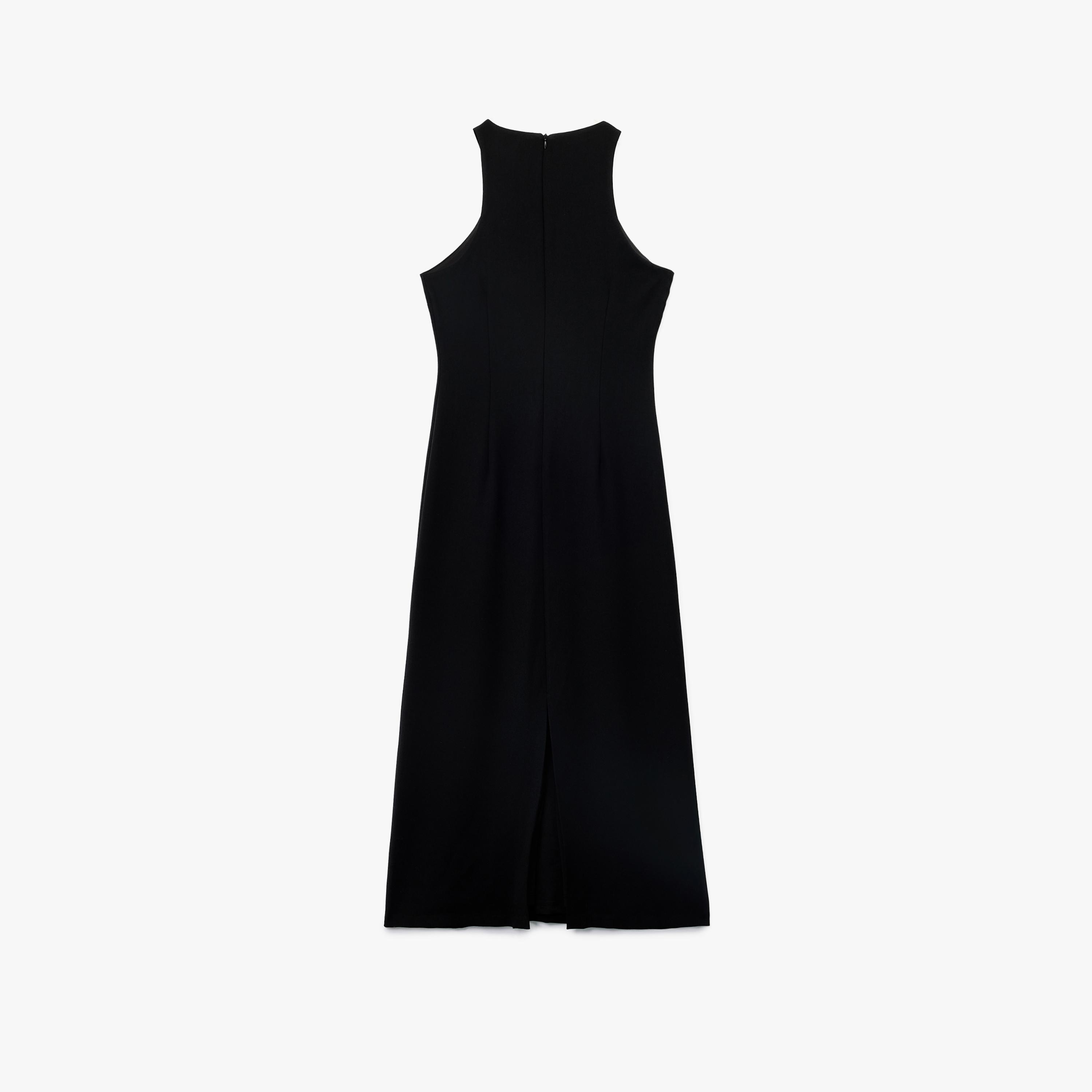 فستان ميدي نسائي كريب بقصة ضيقة ورقبة هالتر من كوتون-women-clothing-dresses-image-4