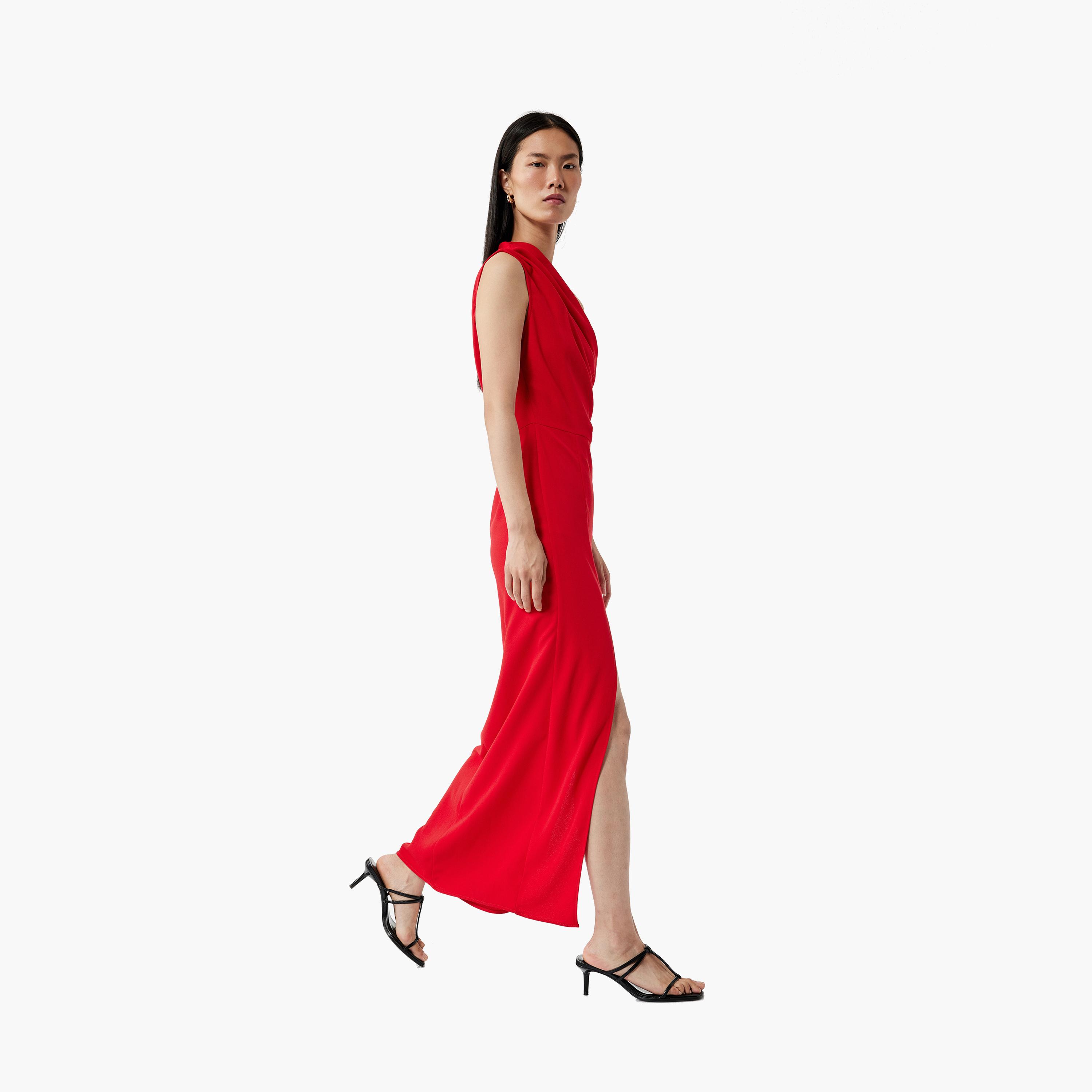 فستان ماكسي أحمر بفتحة كتف واحدة للنساء من كوتون-women-clothing-dresses-image-2