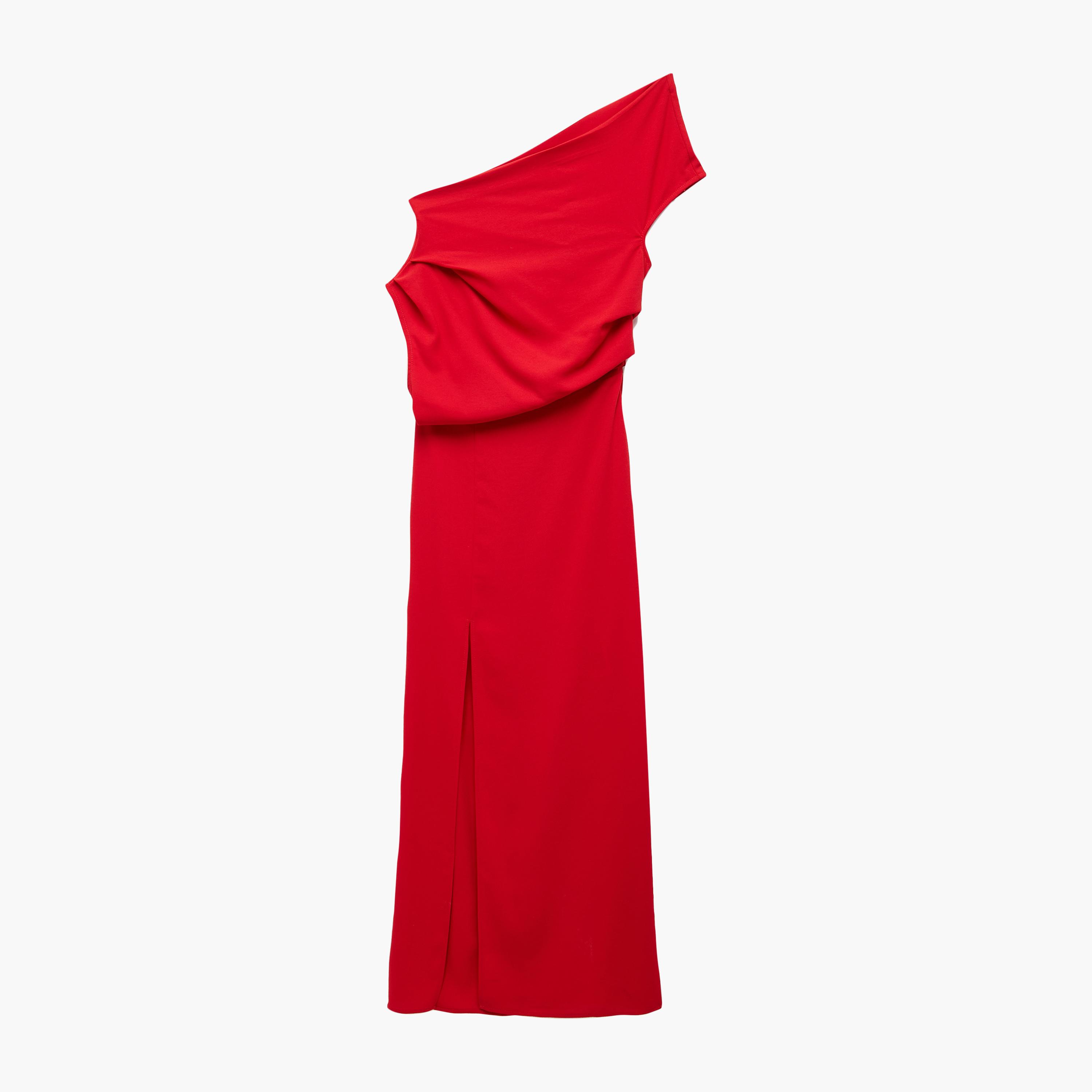 فستان ماكسي أحمر بفتحة كتف واحدة للنساء من كوتون-women-clothing-dresses-image-3