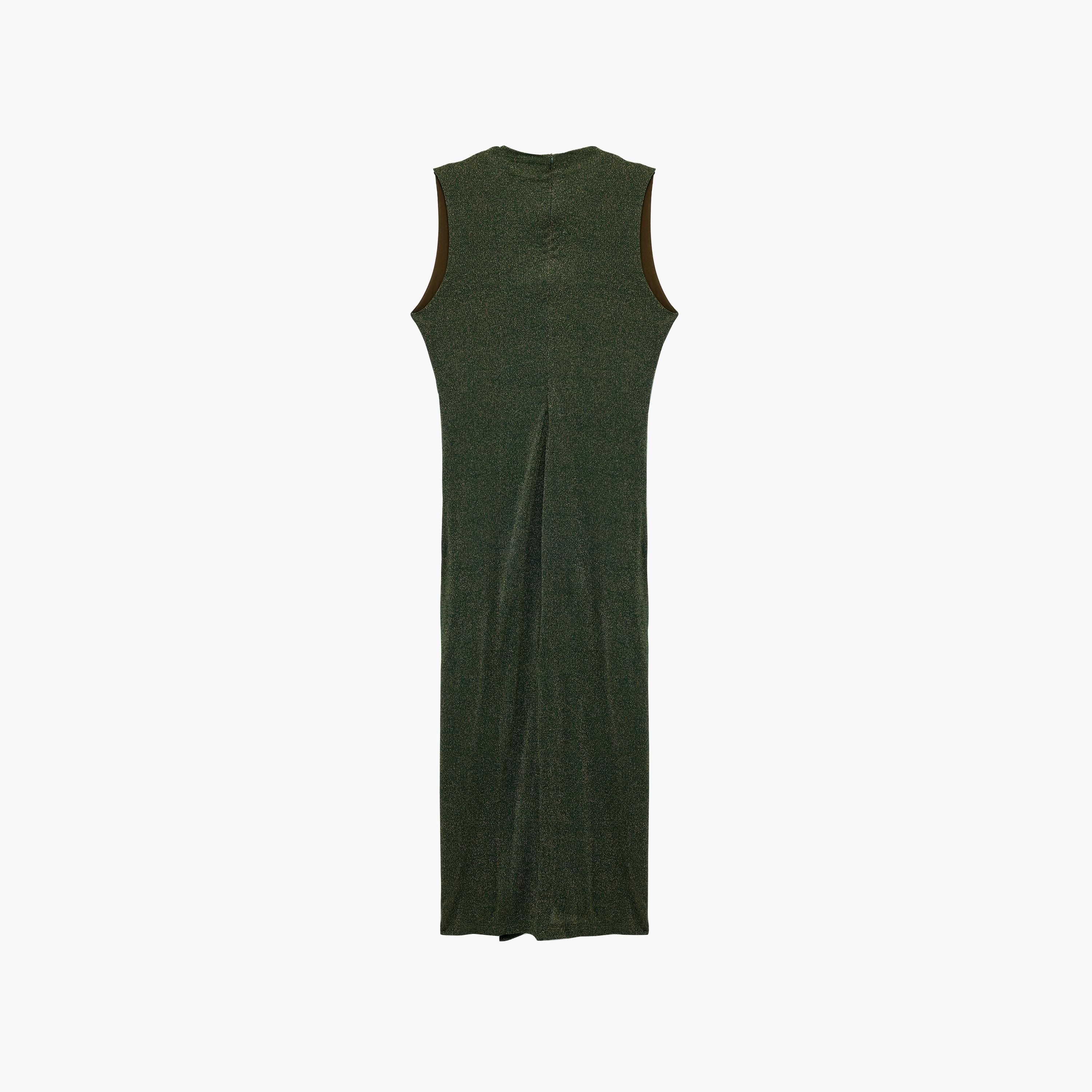 فستان ميدي نسائي بقصة مستقيمة ببريق ميتاليك بلون أخضر من كوتون-women-clothing-dresses-image-6