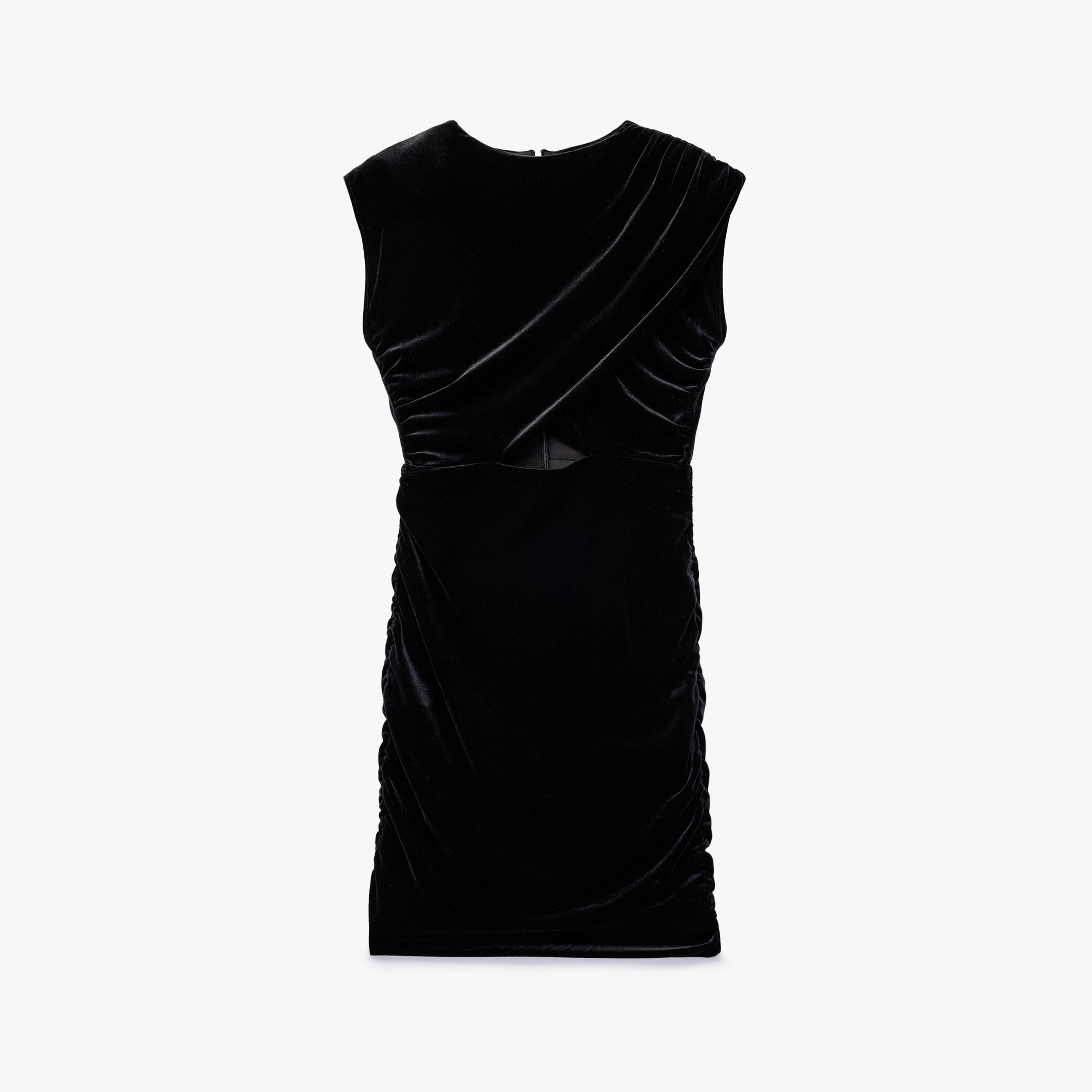 KOTON Black Velvet Bodycon Women's Evening Mini Dress-women-clothing-dresses-image-3