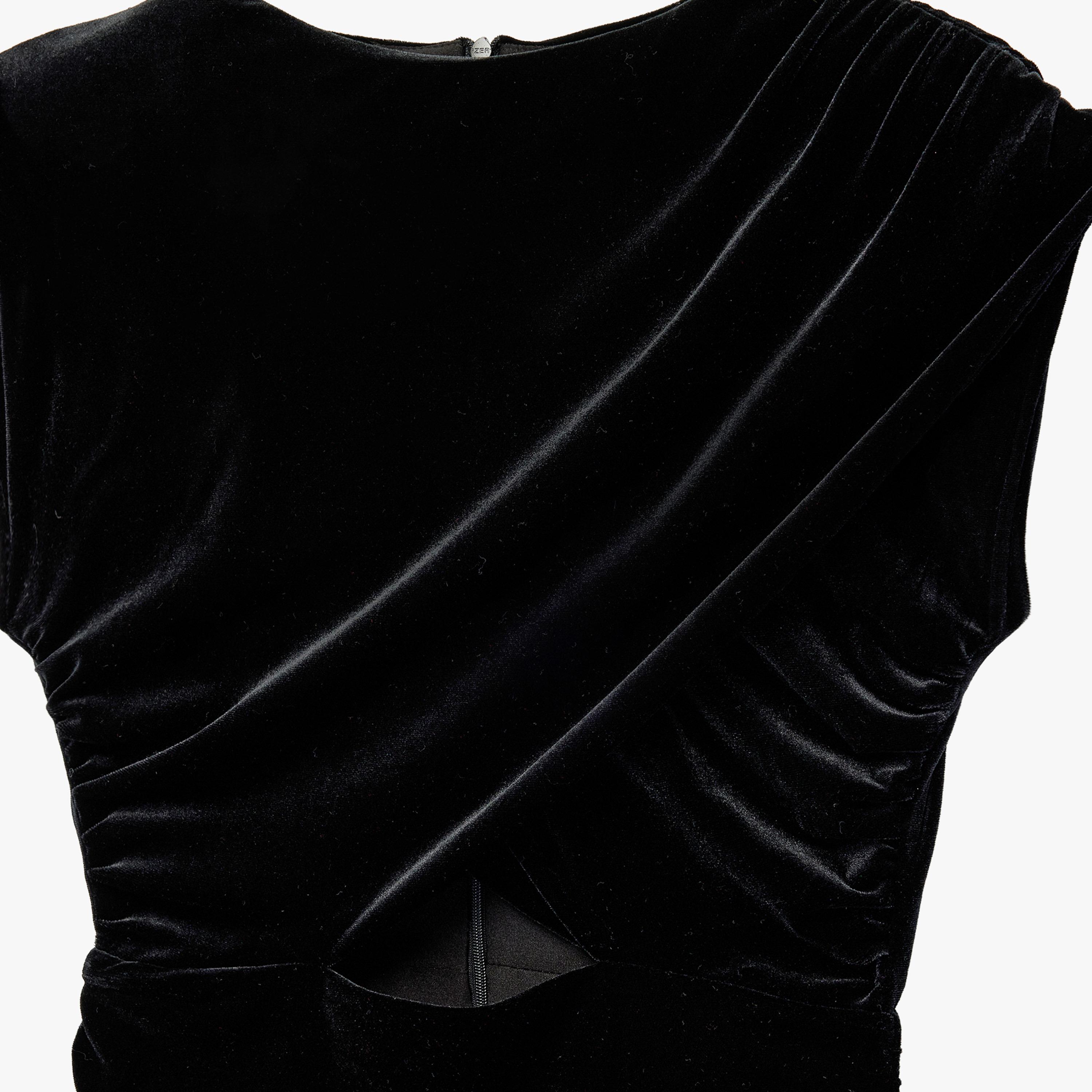 KOTON Black Velvet Bodycon Women's Evening Mini Dress-women-clothing-dresses-image-4
