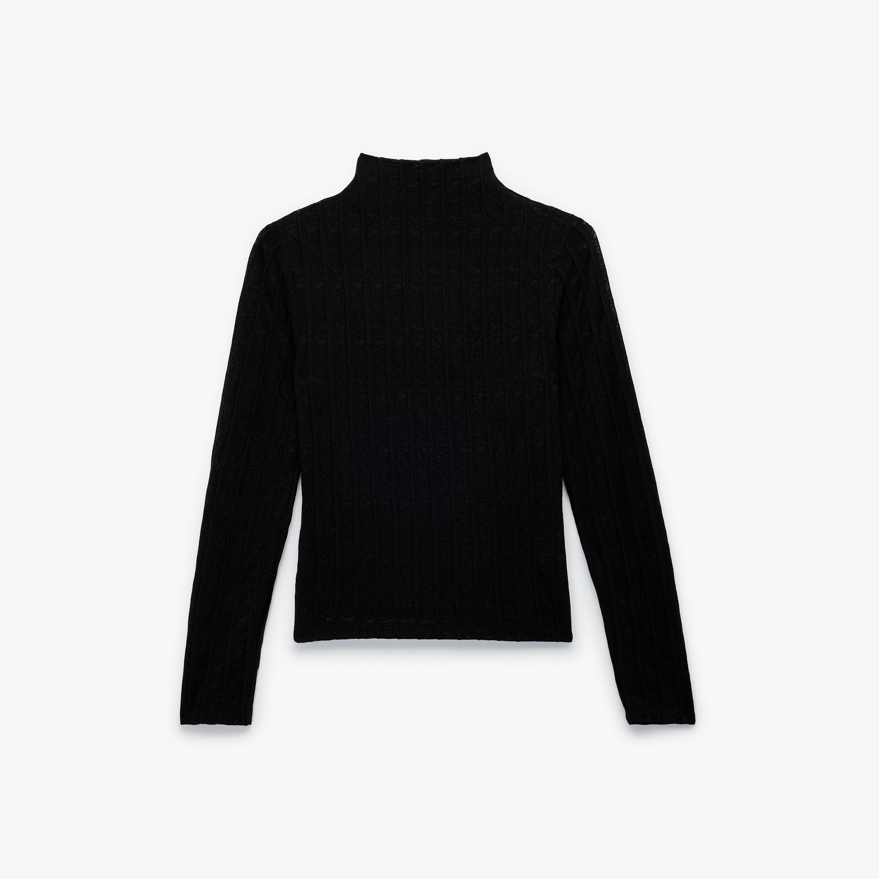 بلوزة نسائي دانتيل بياقة عالية باللون الأسود من كوتون-women-clothing-shirtsandblouses-blouses-image-5