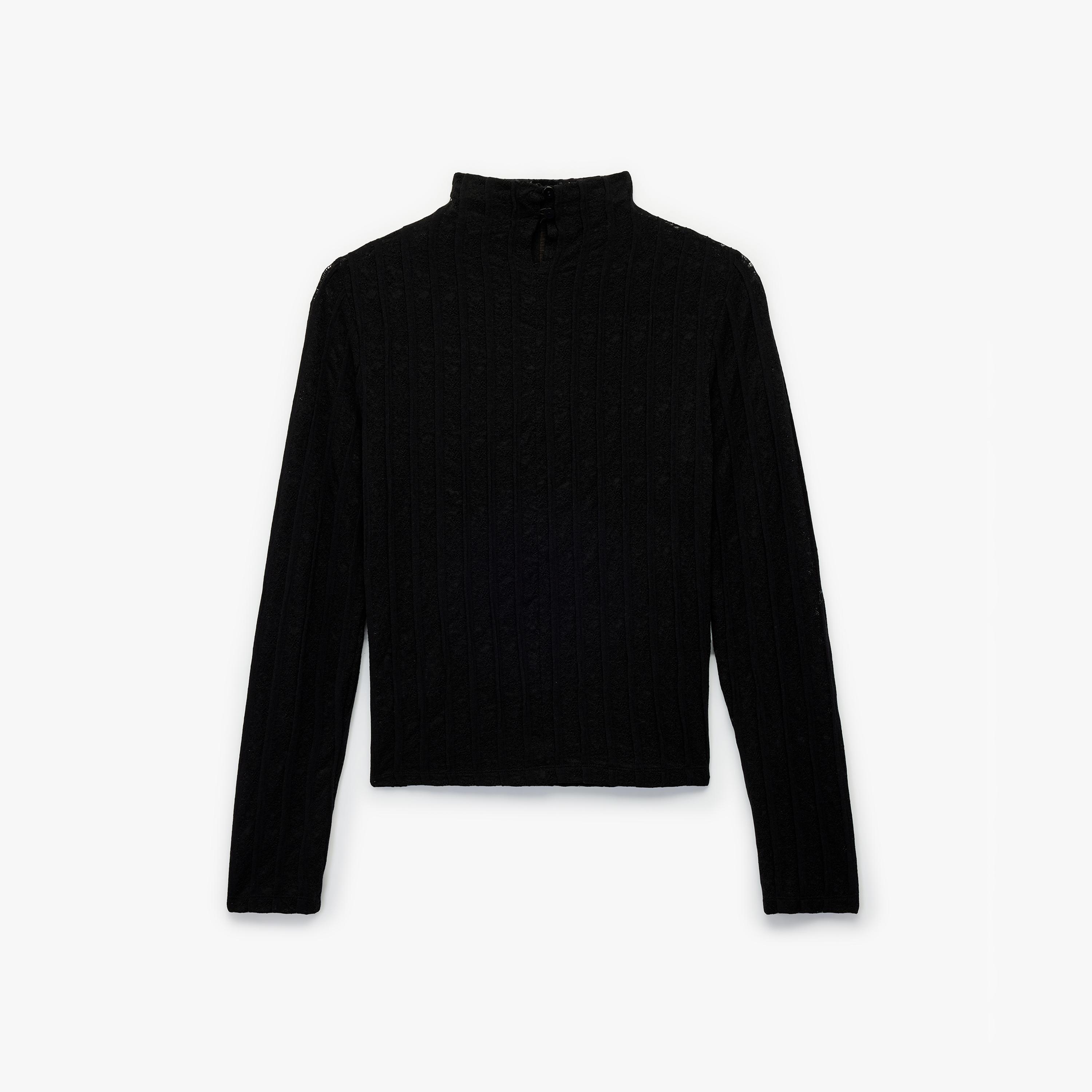 بلوزة نسائي دانتيل بياقة عالية باللون الأسود من كوتون-women-clothing-shirtsandblouses-blouses-image-6
