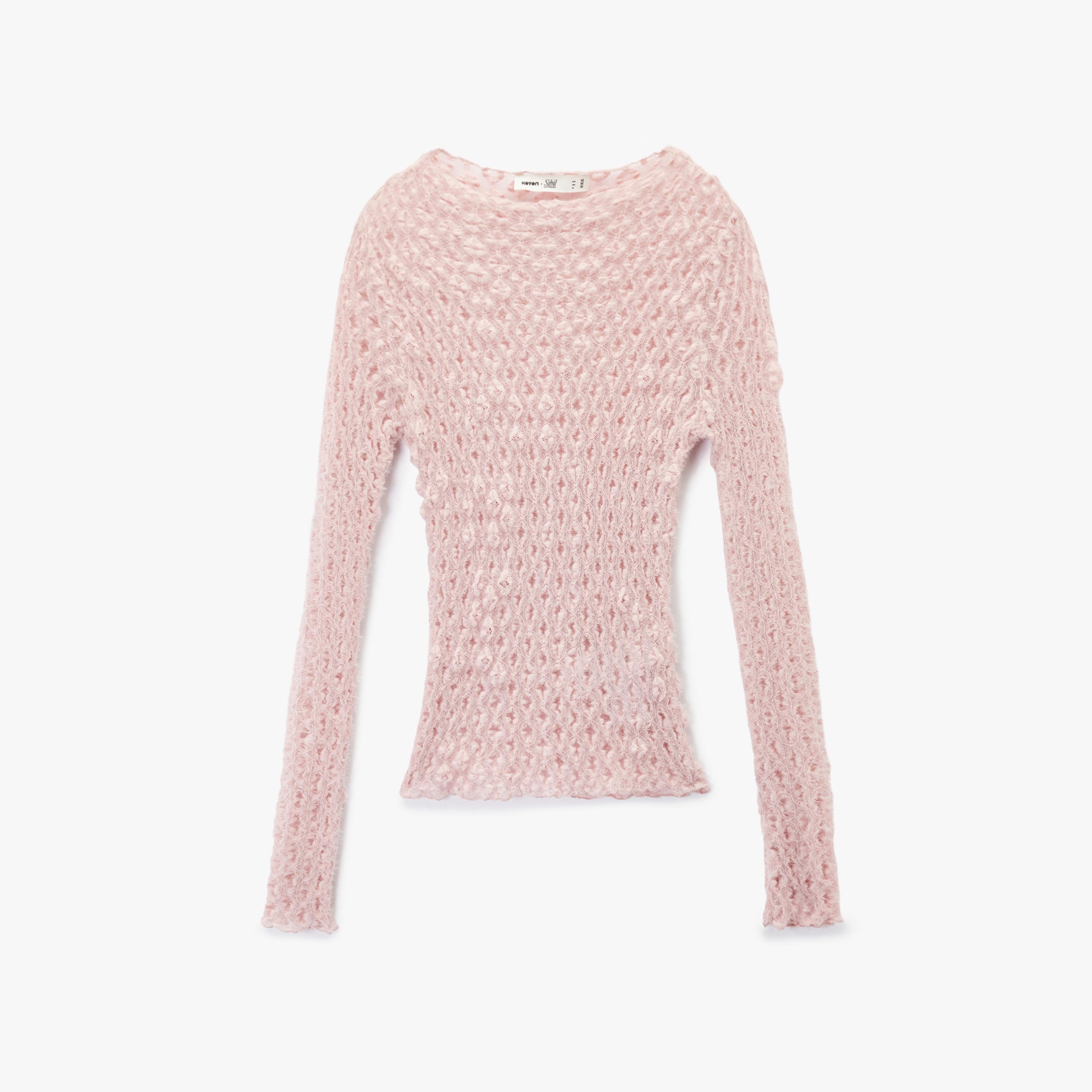 KOTON Pink Lace Textured Women's Top-women-clothing-shirtsandblouses-blouses-image-1