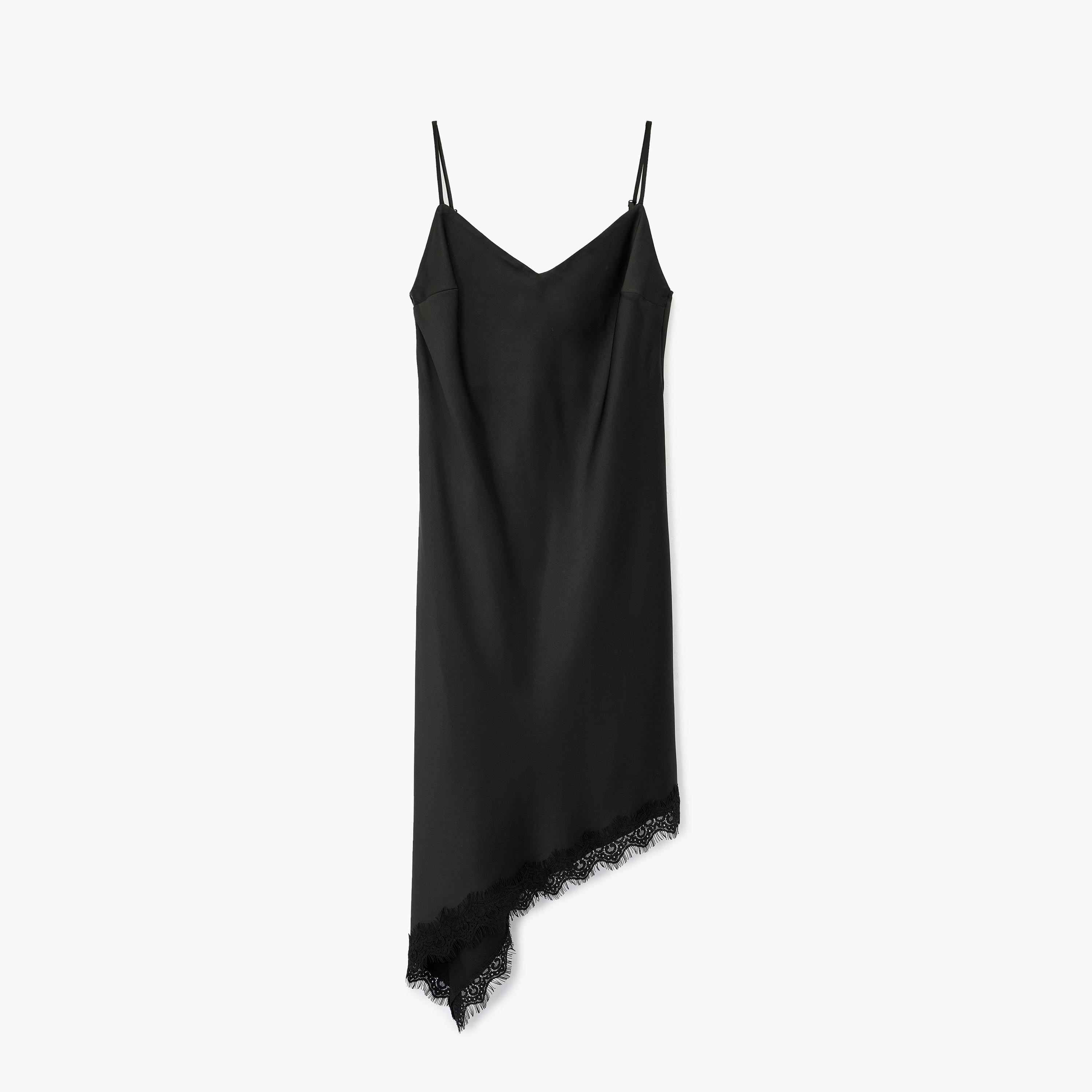 KOTON Black Sweetheart Neck Slip Women's Evening Midi Dress-women-clothing-dresses-image-4