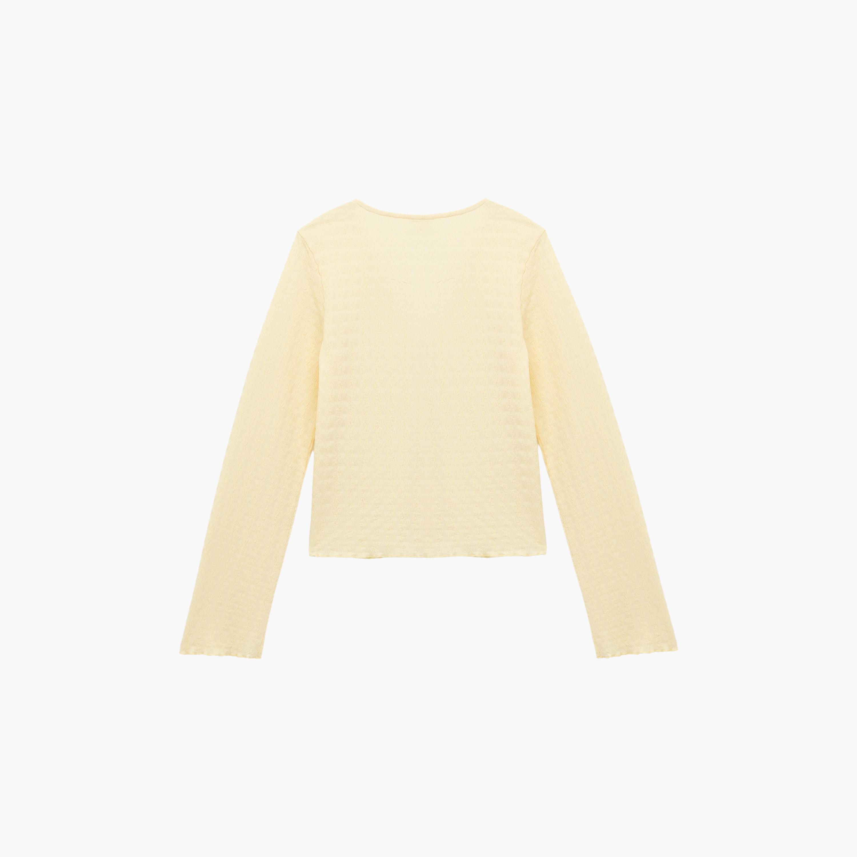 بلوزة نسائية مجعدة باللون الأصفر من كوتون-women-clothing-shirtsandblouses-blouses-image-4