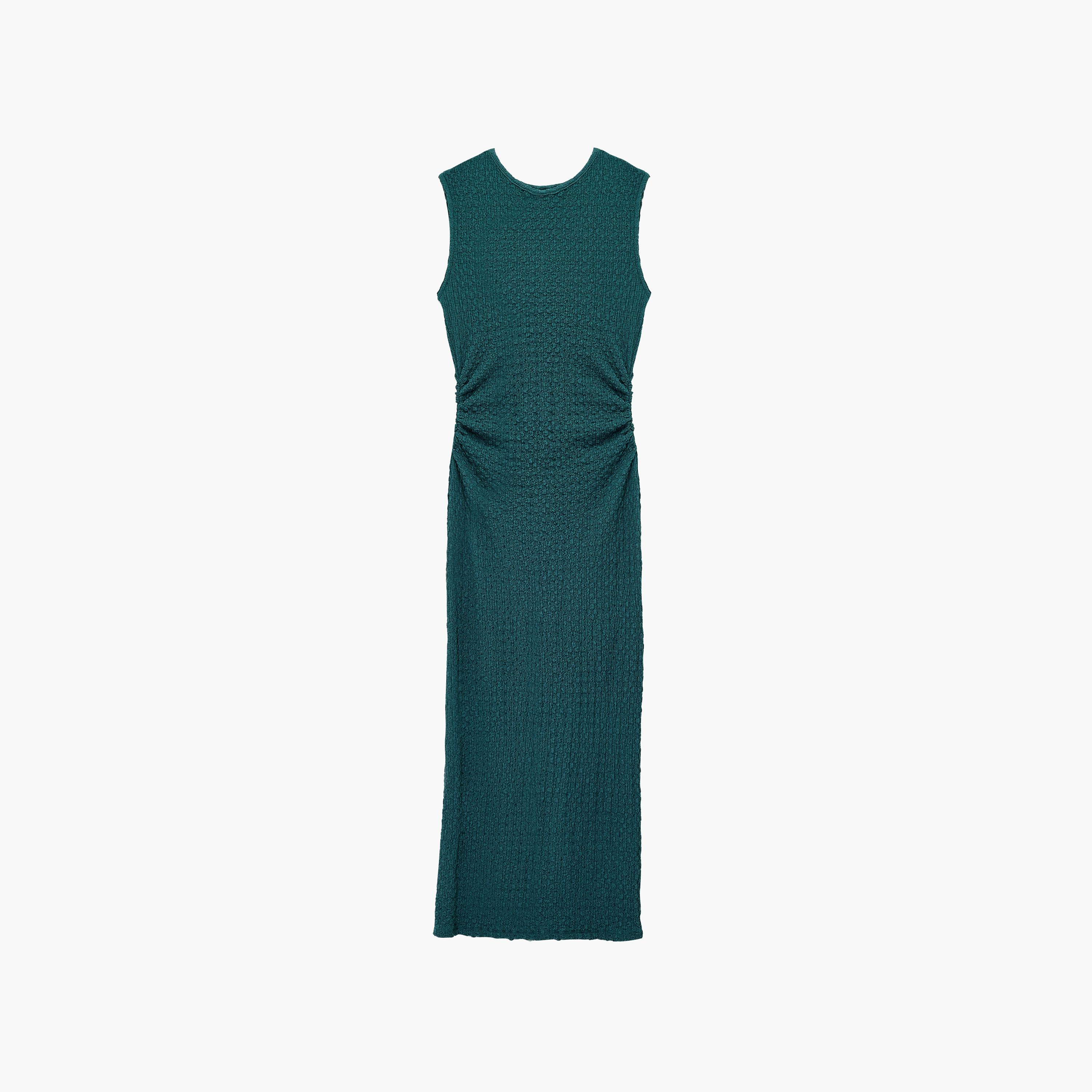 KOTON Green Crinkled Column Women's Midi Dress-women-clothing-dresses-image-5
