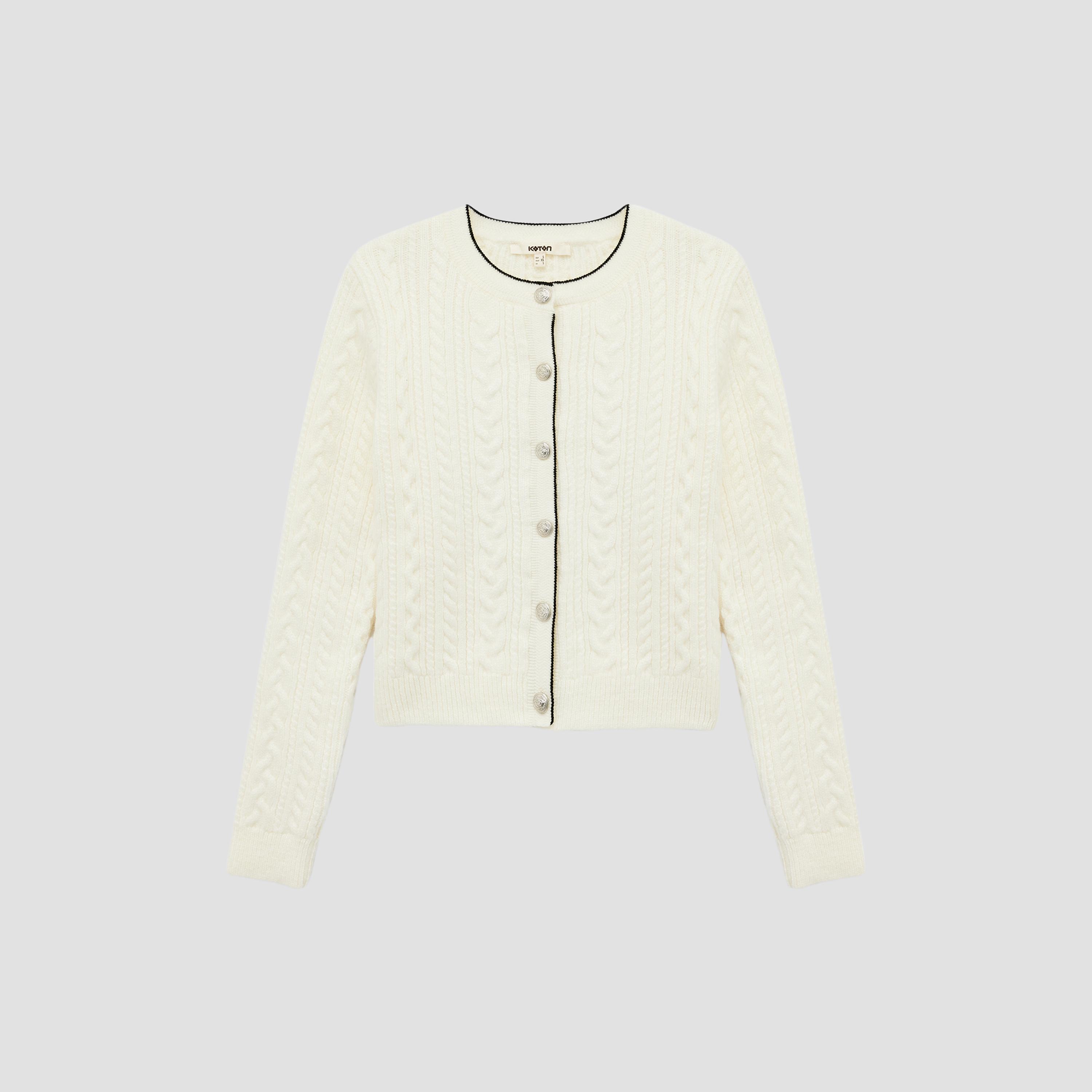 KOTON White Cable Knitted Women's Cardigan-women-winterwear-cardigansandjumpers-cardigans-image-3
