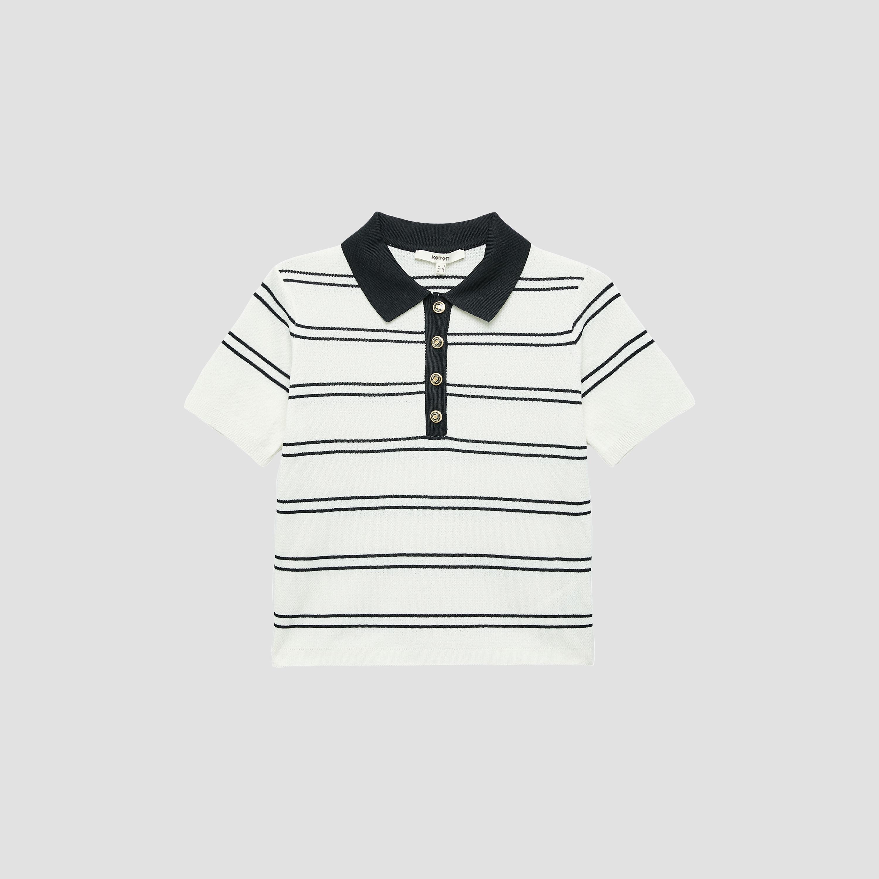 KOTON White Striped Collared Women's Sweater-women-winterwear-cardigansandjumpers-jumpers-image-3