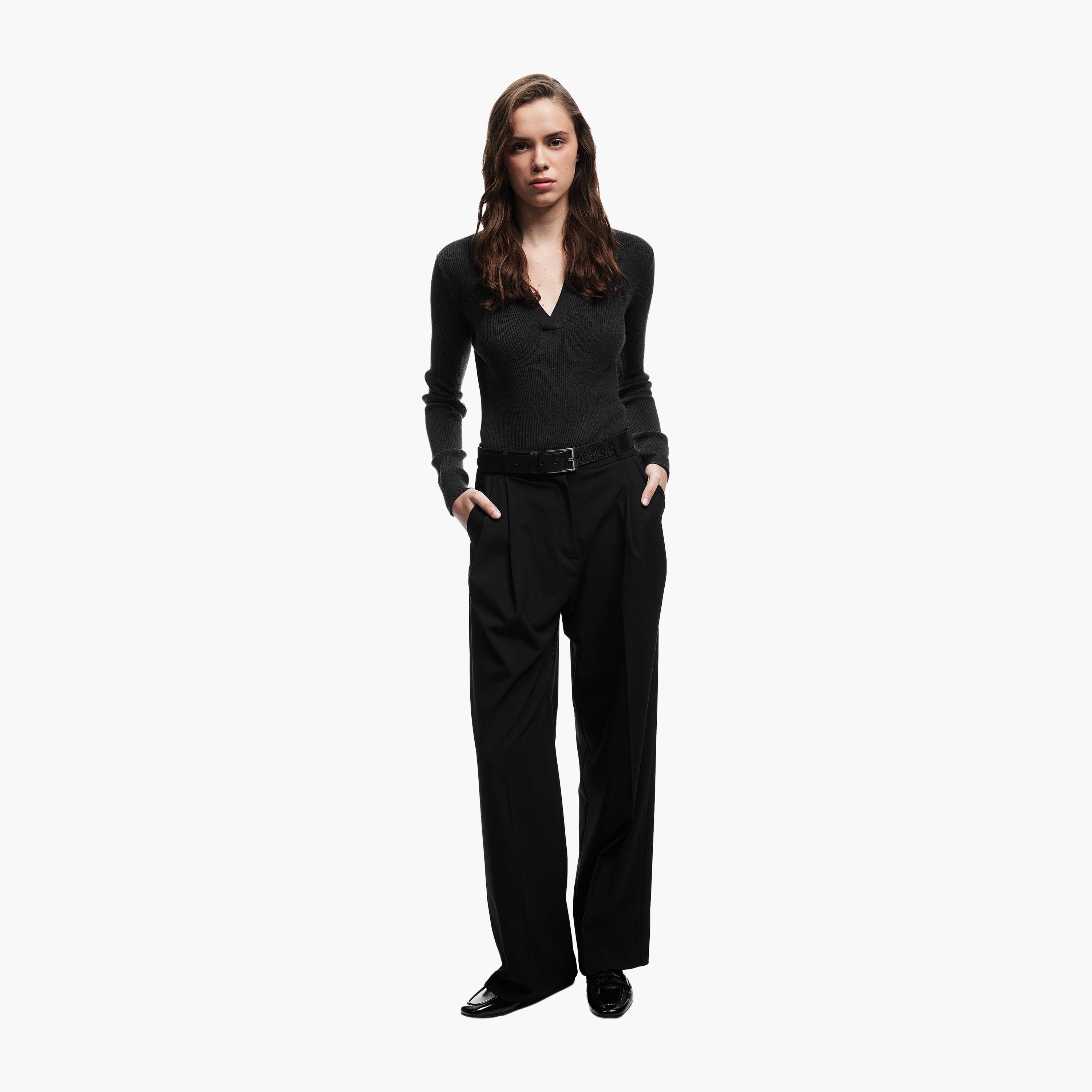 KOTON Charcoal Johnny Collar Women's Sweater-women-winterwear-cardigansandjumpers-jumpers-image-2