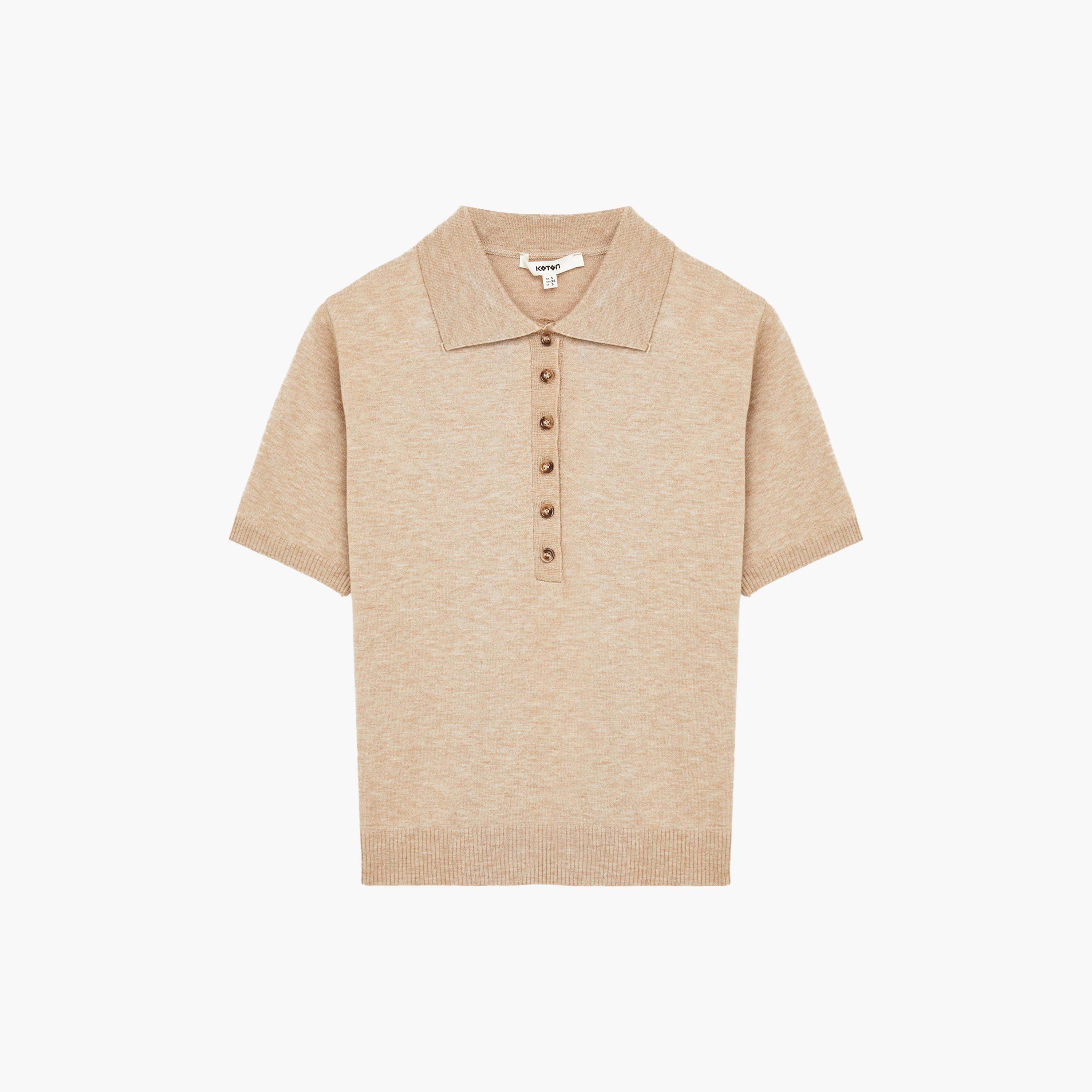 KOTON Brown Heathered Collared Women's Sweater-women-clothing-cardigansandjumpers-jumpers-image-4