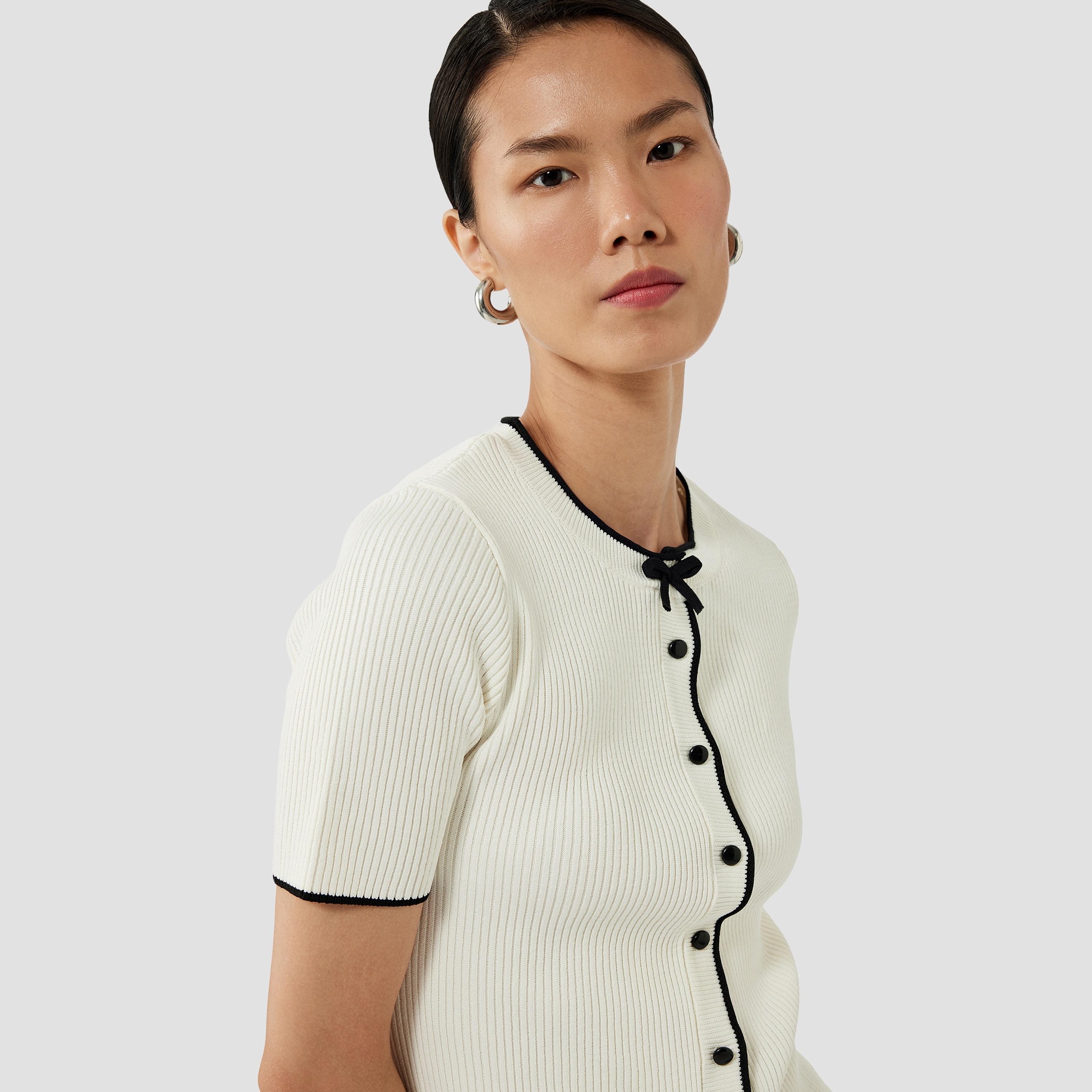 KOTON White Ribbed Women's Cardigan-women-winterwear-cardigansandjumpers-cardigans-image-3