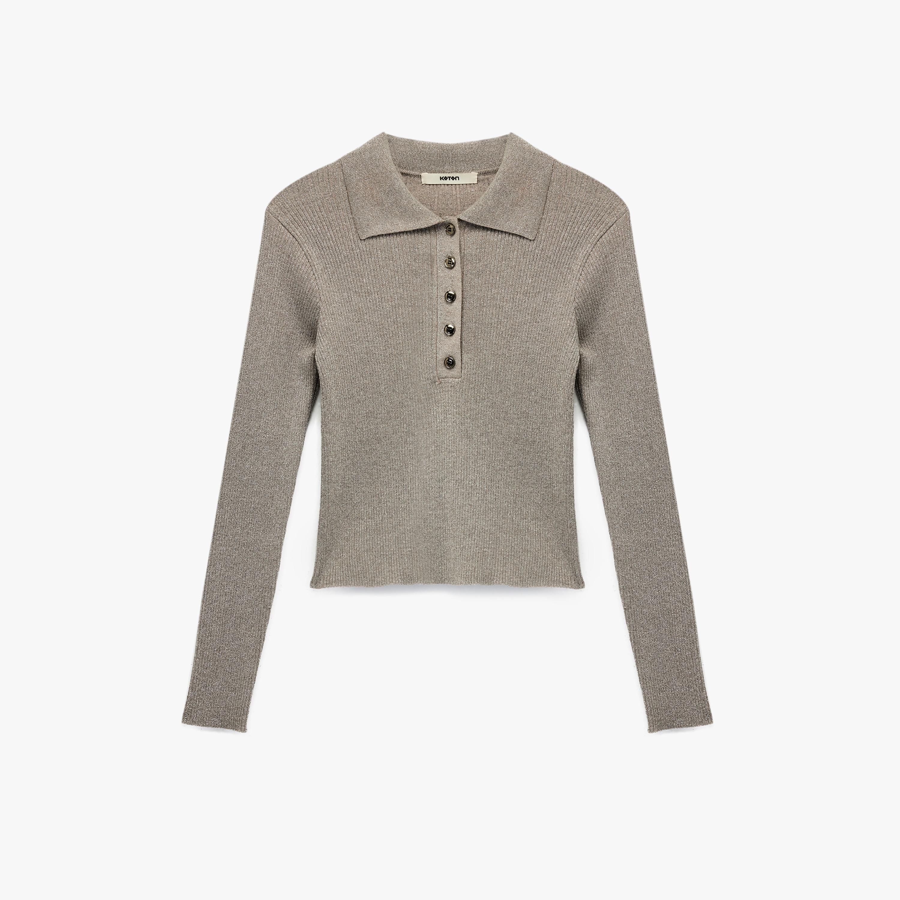 سترة نسائية بياقة باللون الرمادي من كوتون-women-clothing-cardigansandjumpers-jumpers-image-1