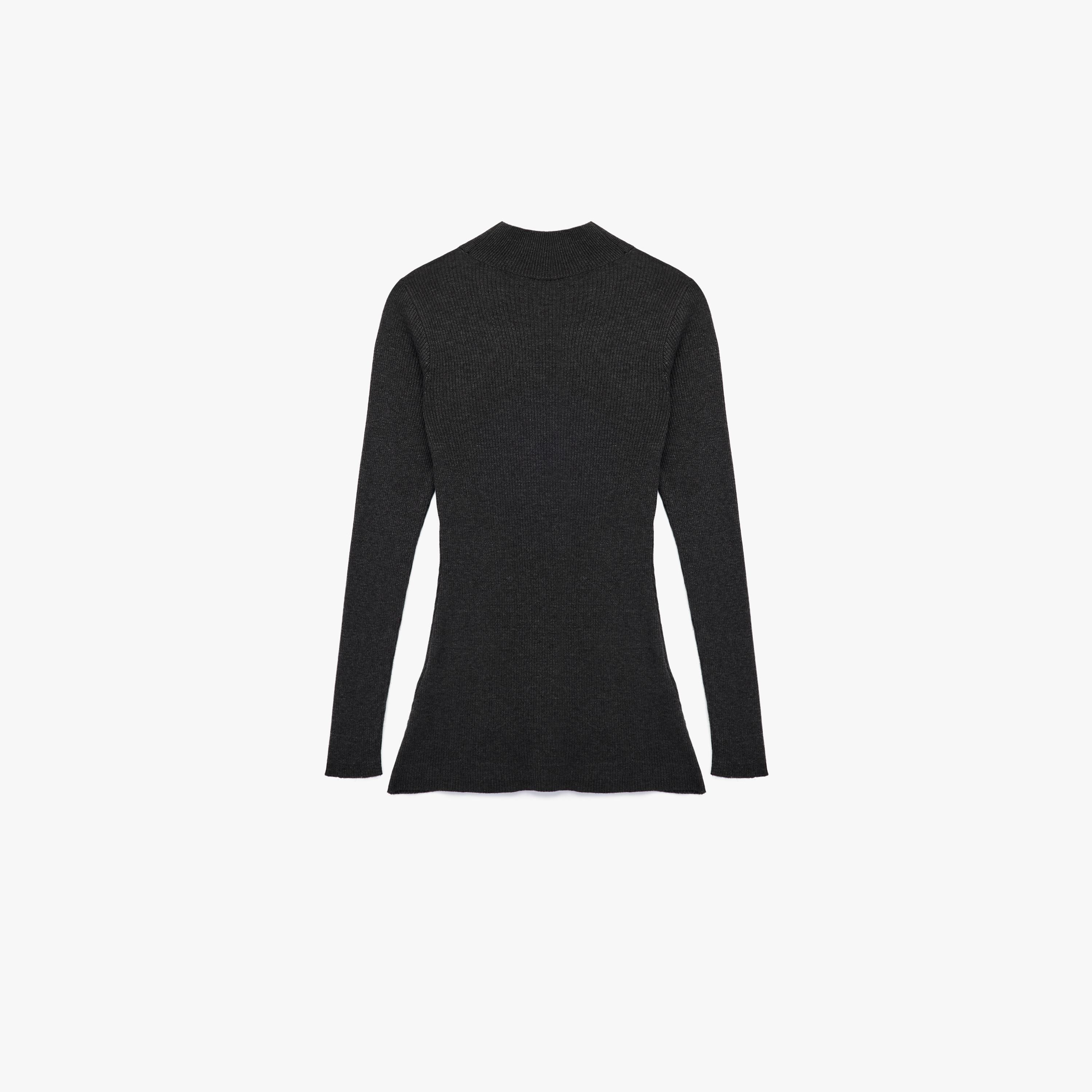 KOTON Charcoal Ribbed Mock Neck Women's Sweater-women-winterwear-cardigansandjumpers-jumpers-image-5
