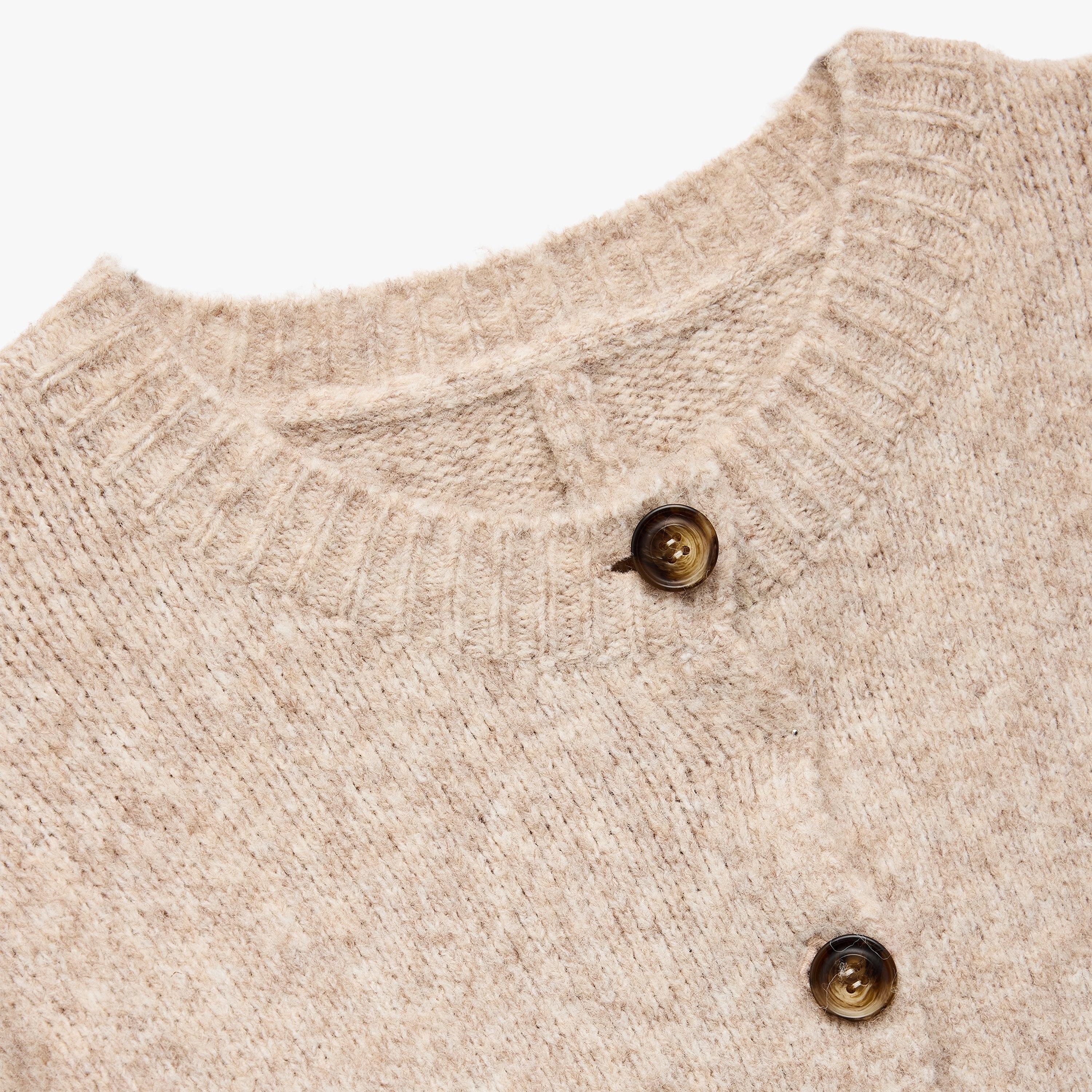 KOTON Beige Round Neck Dropped Sleeves Women's Cardigan-women-clothing-cardigansandjumpers-cardigans-image-6