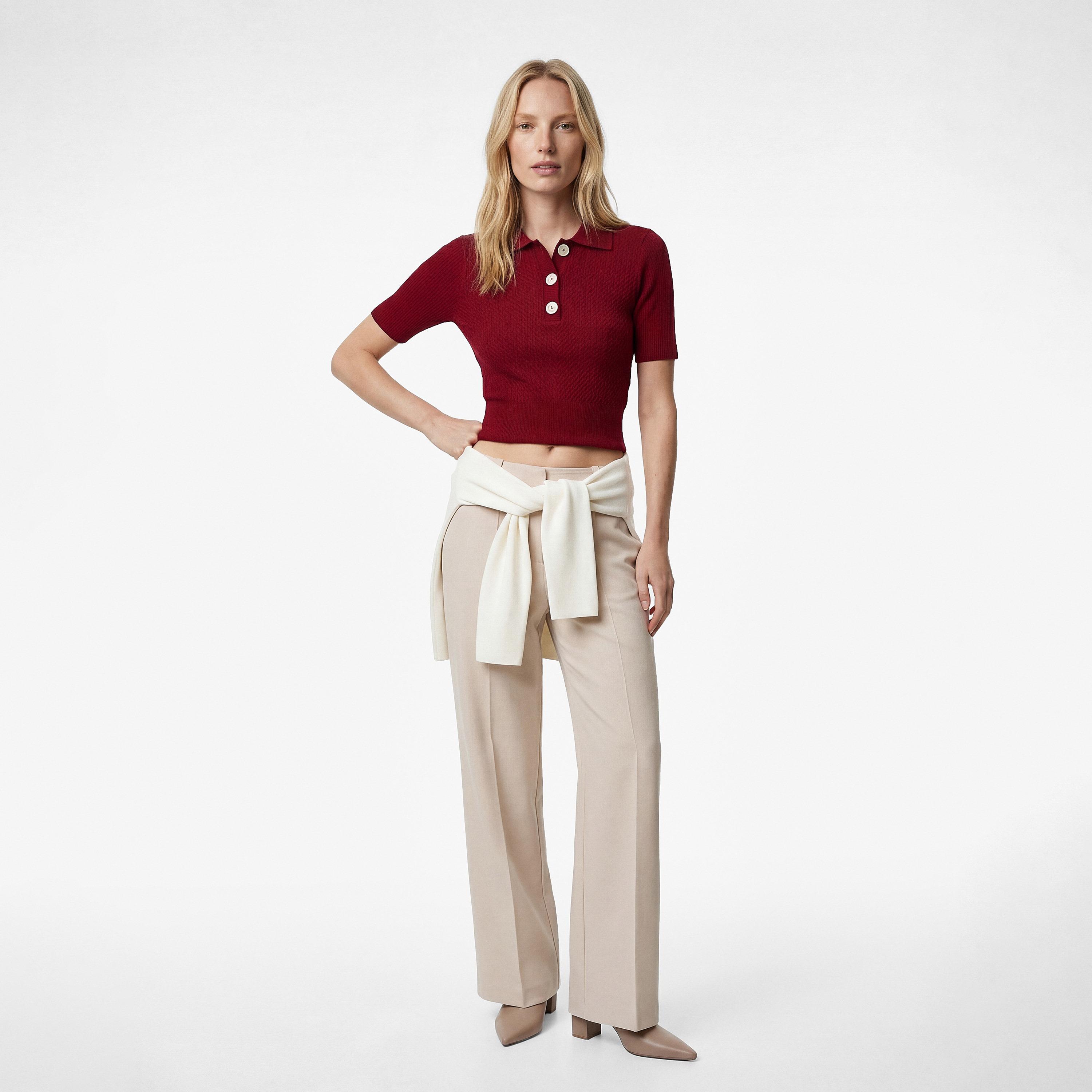 بلوفر نسائي محبوك بنمط جدائل وبياقة من كوتون-women-clothing-cardigansandjumpers-jumpers-image-2