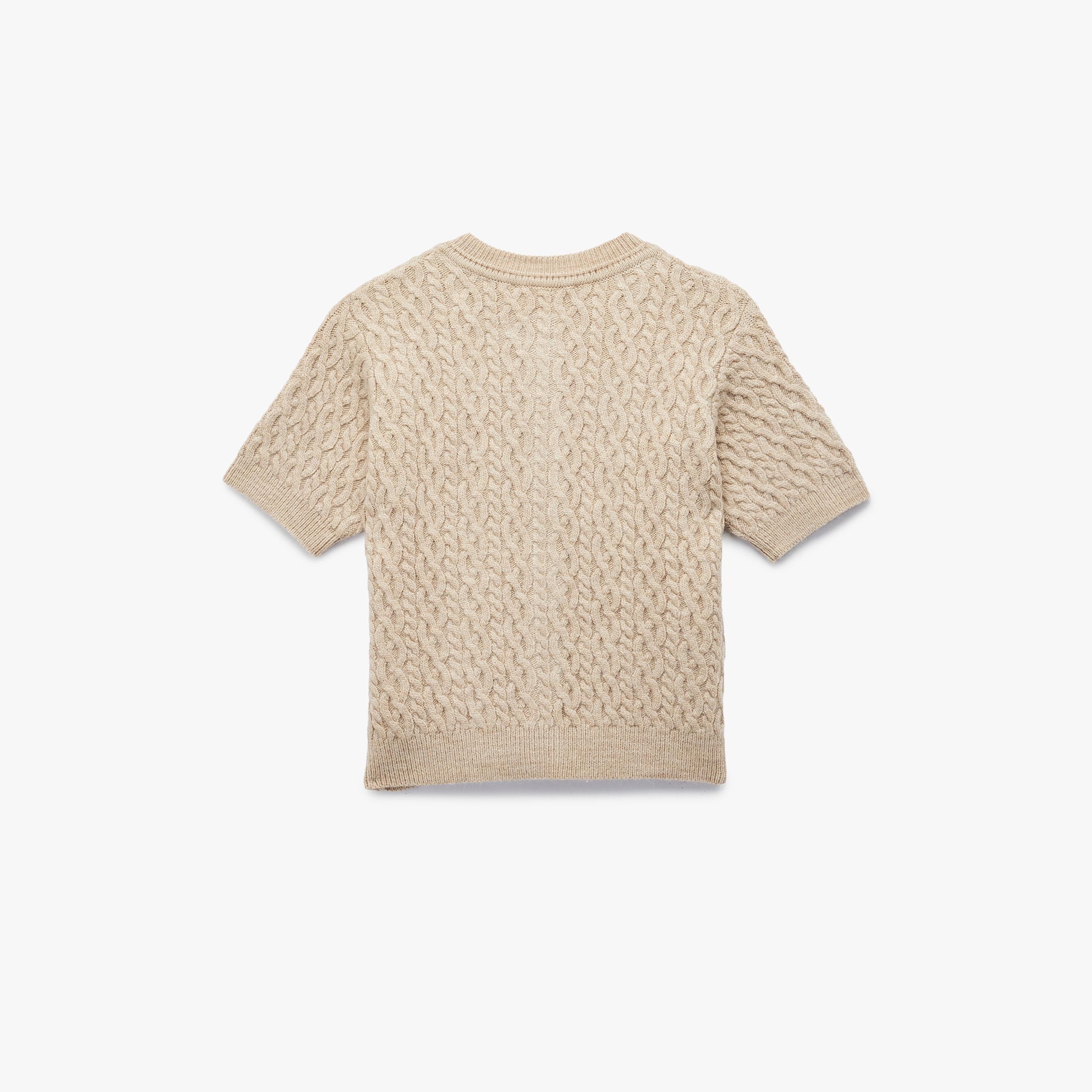 KOTON Beige Cable Knitted Round Neck Women's Cardigan-women-clothing-cardigansandjumpers-cardigans-image-4