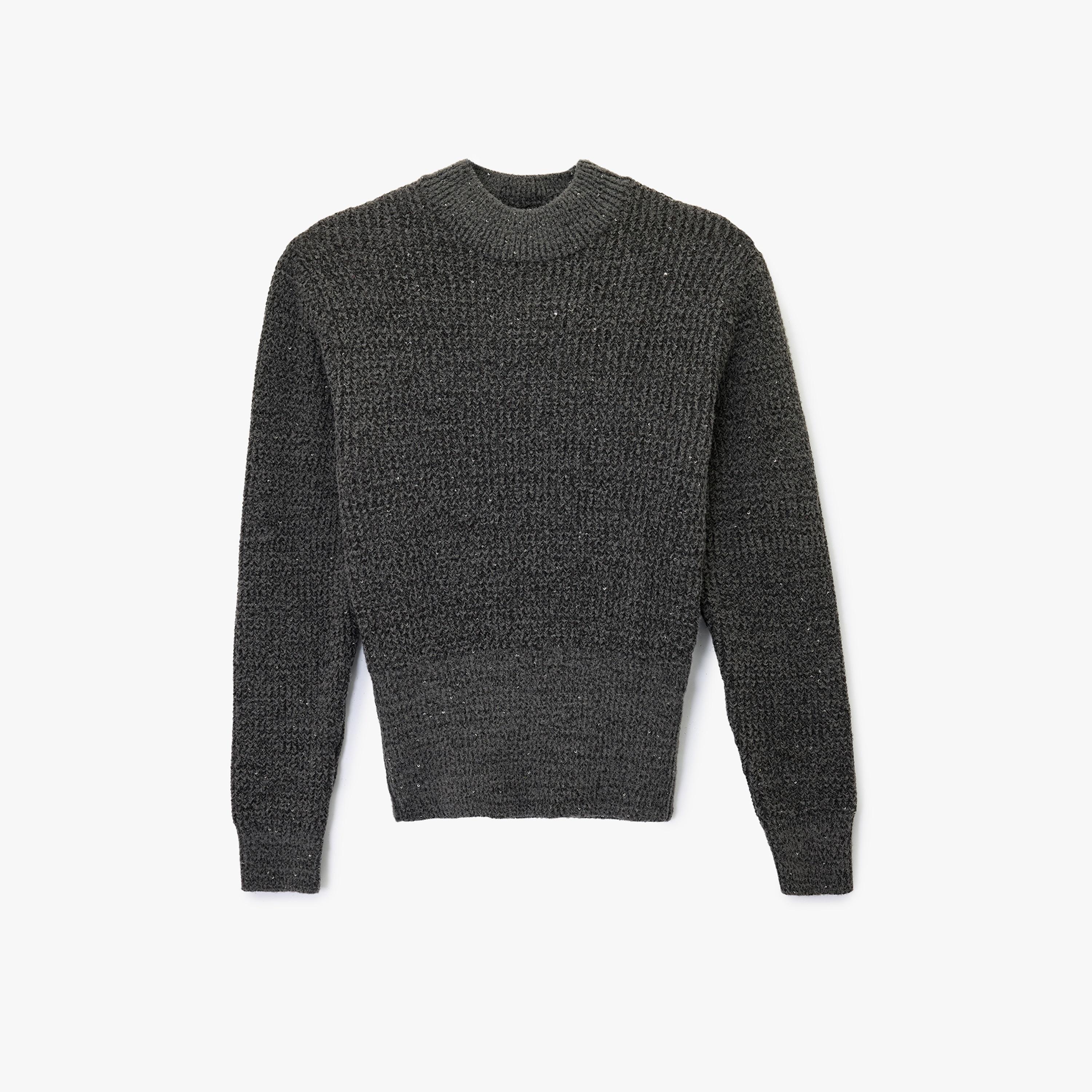 KOTON Grey Textured High Neck Women's Sweater-women-clothing-cardigansandjumpers-jumpers-image-3
