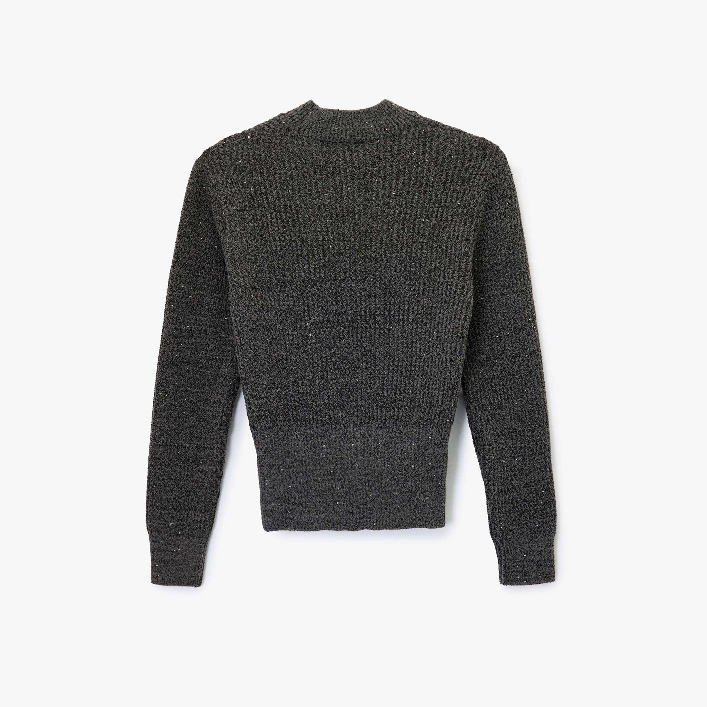 KOTON Grey Textured High Neck Women's Sweater-women-clothing-cardigansandjumpers-jumpers-image-4