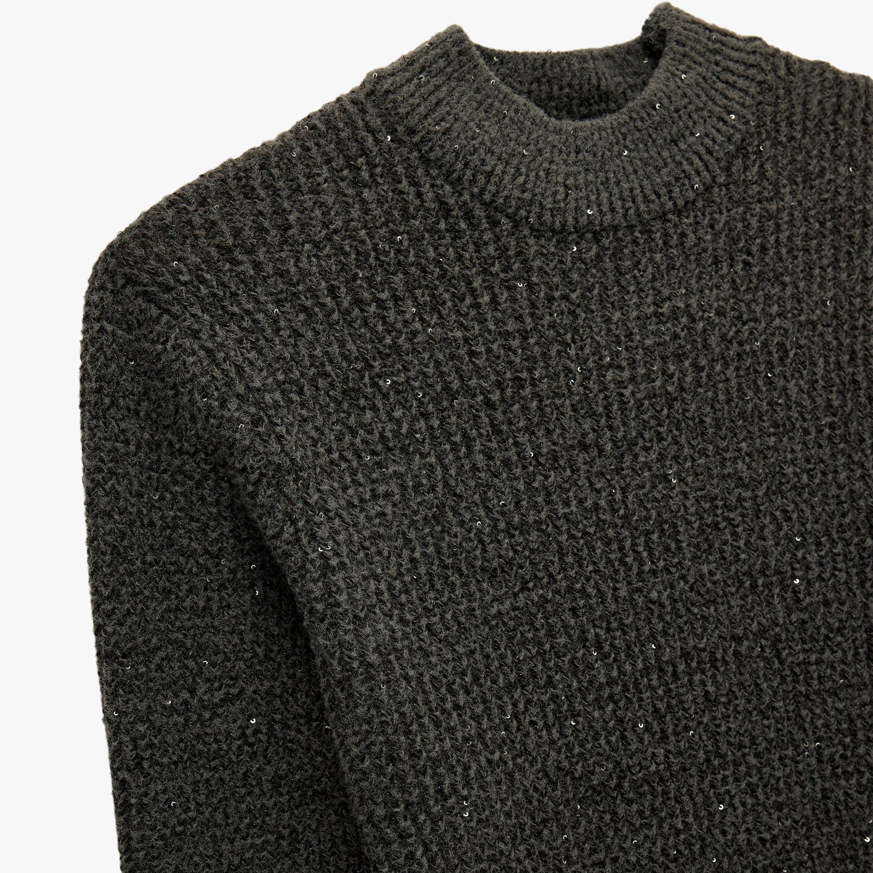 KOTON Grey Textured High Neck Women's Sweater-women-clothing-cardigansandjumpers-jumpers-image-5