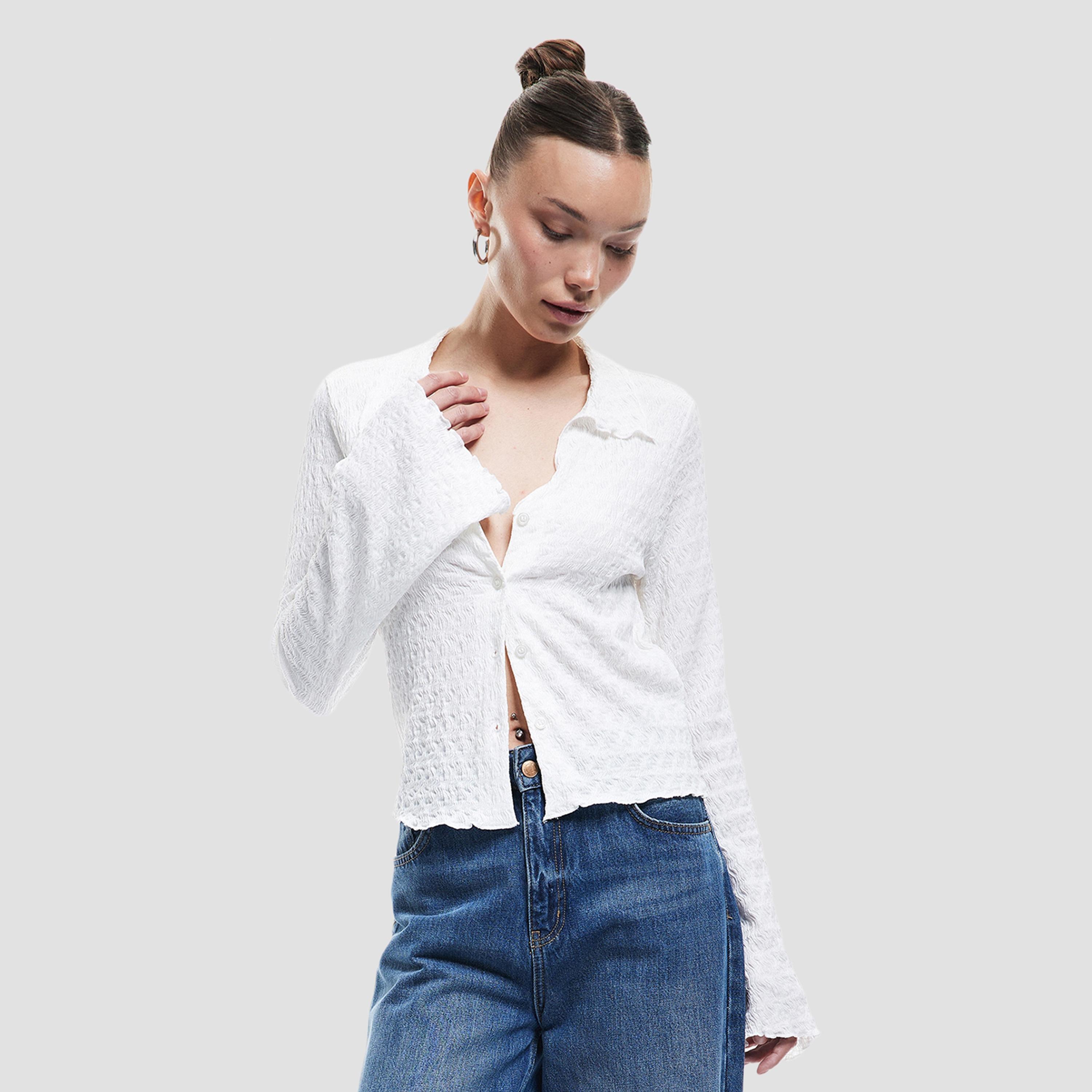 KOTON Crinkled Collared Women's Shirt-women-clothing-shirtsandblouses-shirts-image-1