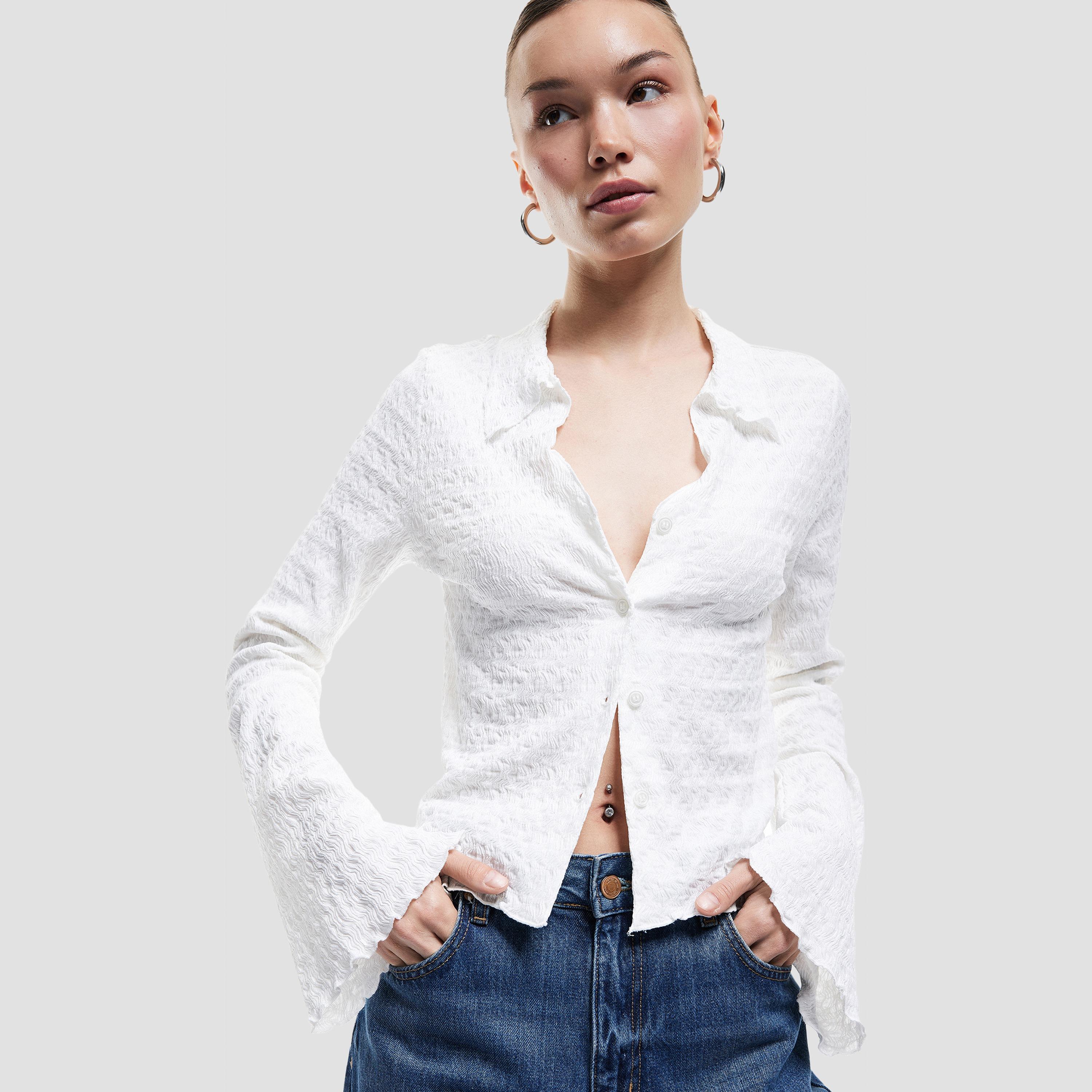 KOTON Crinkled Collared Women's Shirt-women-clothing-shirtsandblouses-shirts-image-3