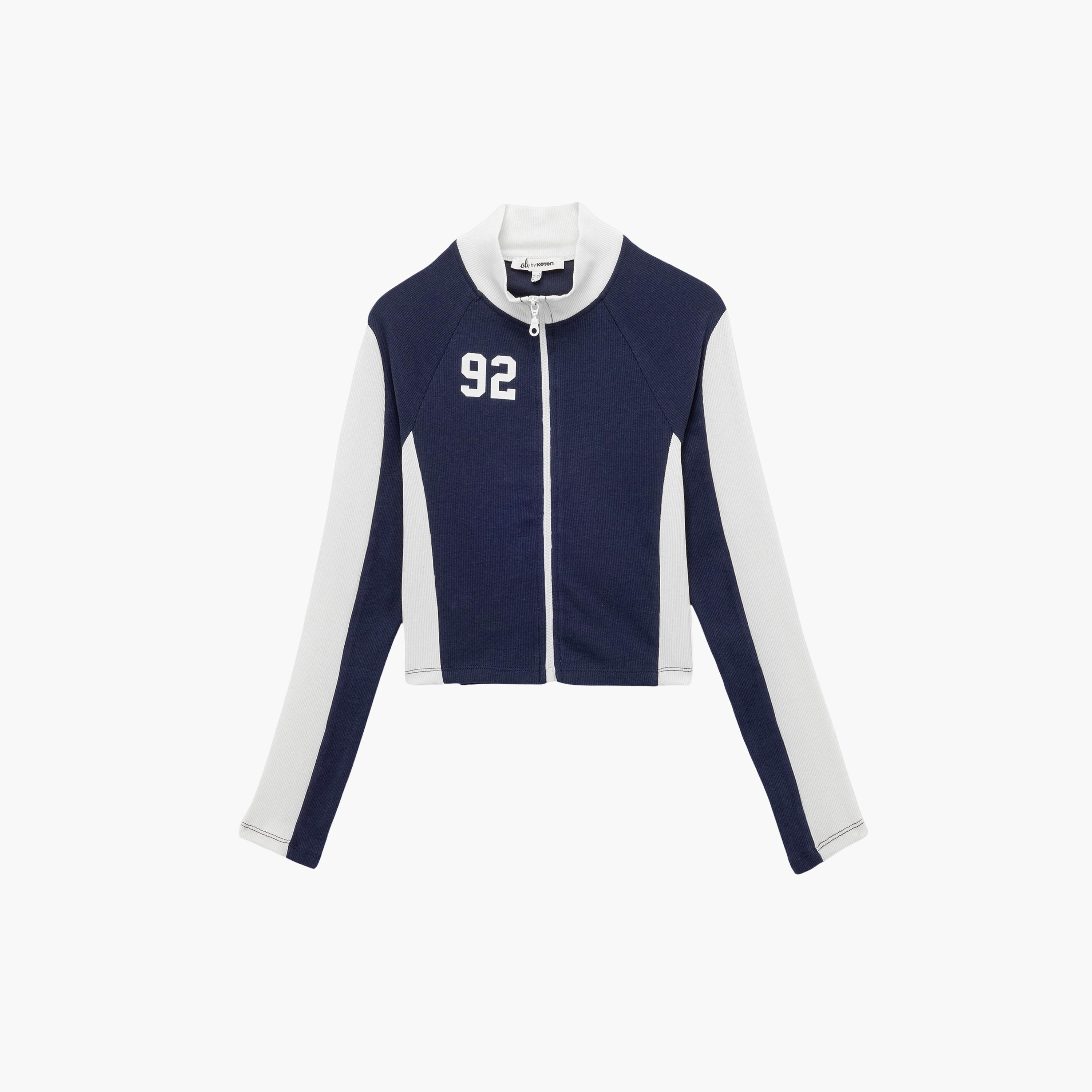 KOTON Blue Color-Blocked High Neck Women's Jacket-women-winterwear-coatsandjackets-jackets-image-4