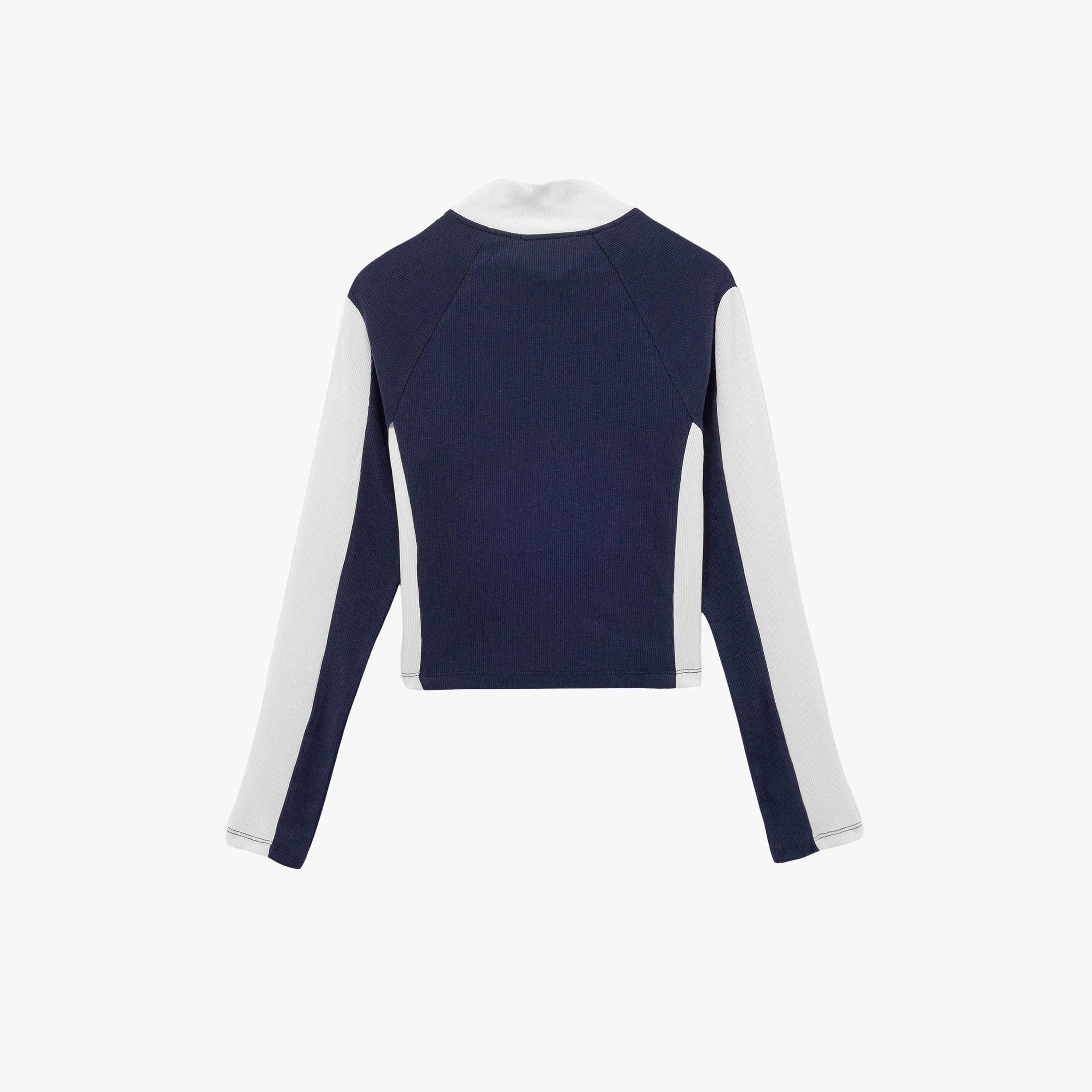 KOTON Blue Color-Blocked High Neck Women's Jacket-women-winterwear-coatsandjackets-jackets-image-5