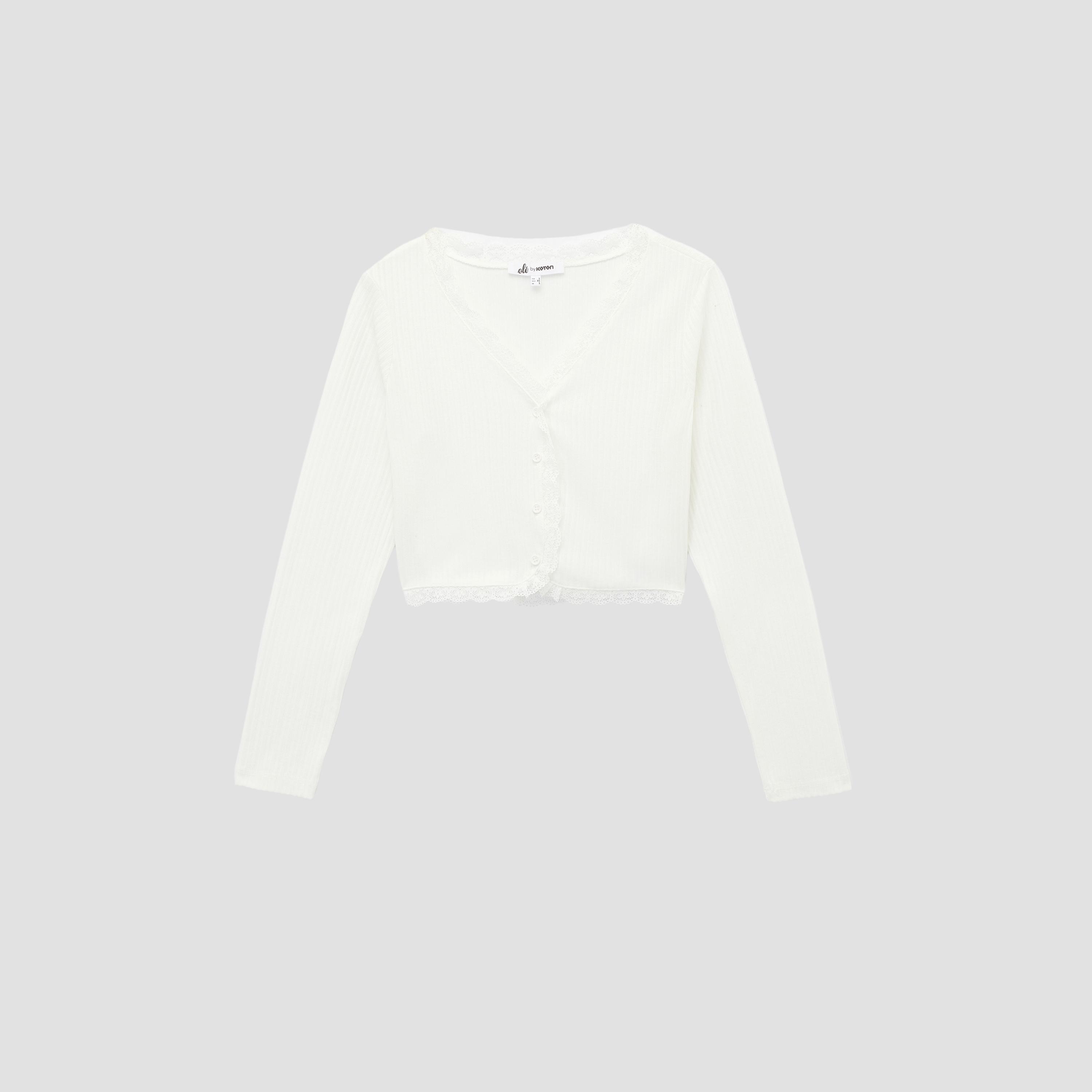 KOTON White Lace Detailed Women's Top-women-clothing-shirtsandblouses-blouses-image-3