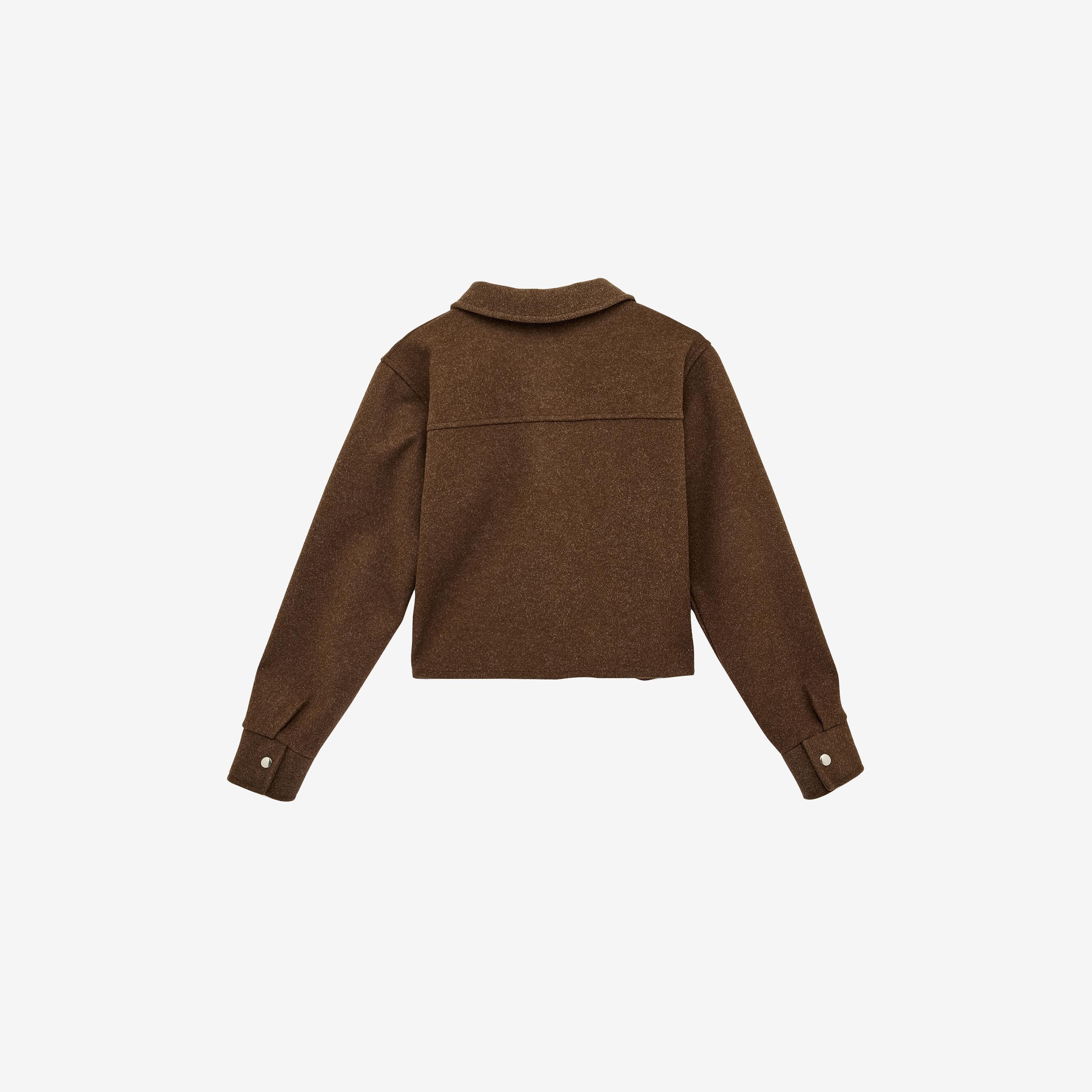 KOTON Brown Textured Collared Women's Jacket-women-winterwear-coatsandjackets-jackets-image-4