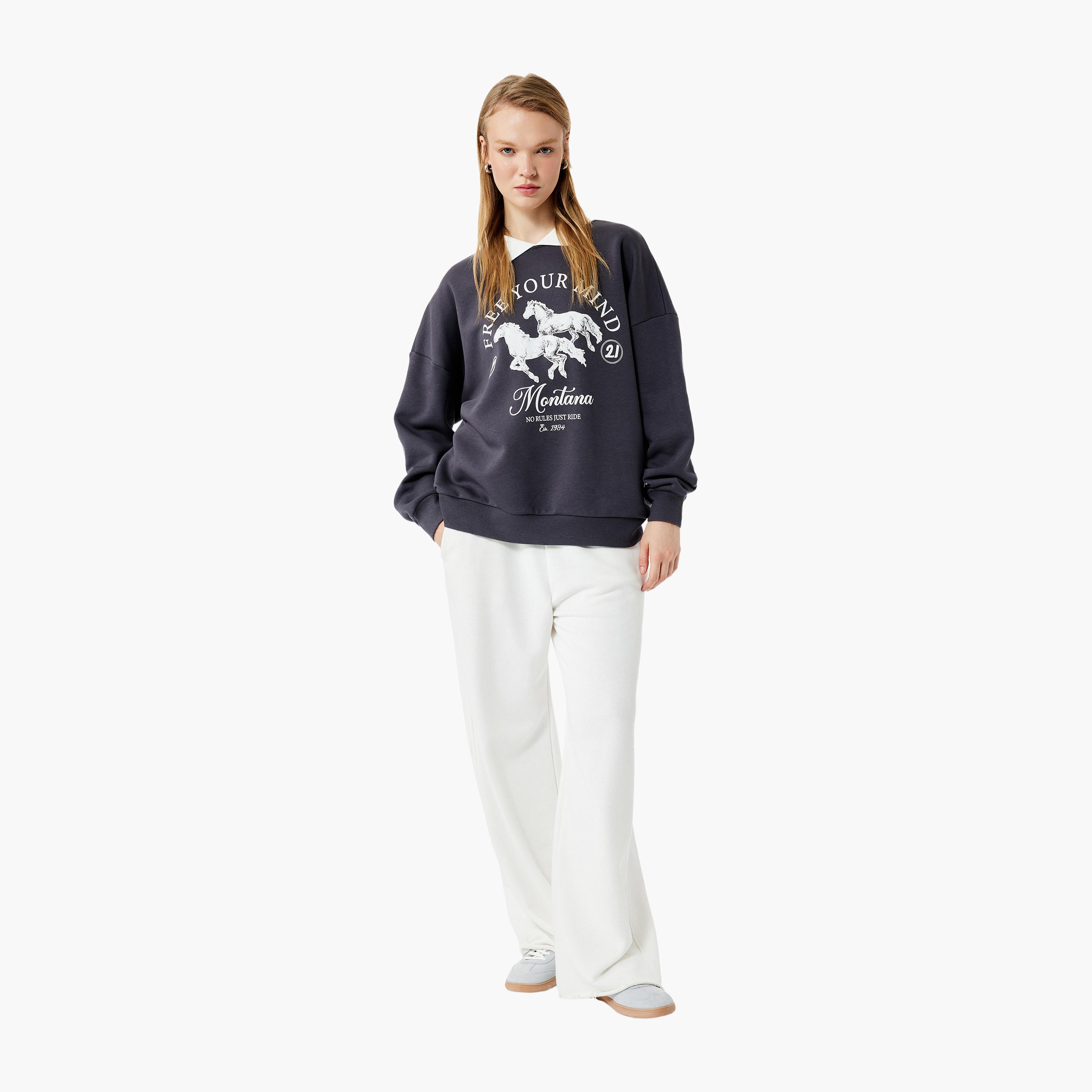 سويت شيرت نسائي بأكمام منسدلة وياقة مطبوعة برسومات فحمية من كوتون-women-winterwear-hoodiesandsweatshirts-sweatshirts-image-2