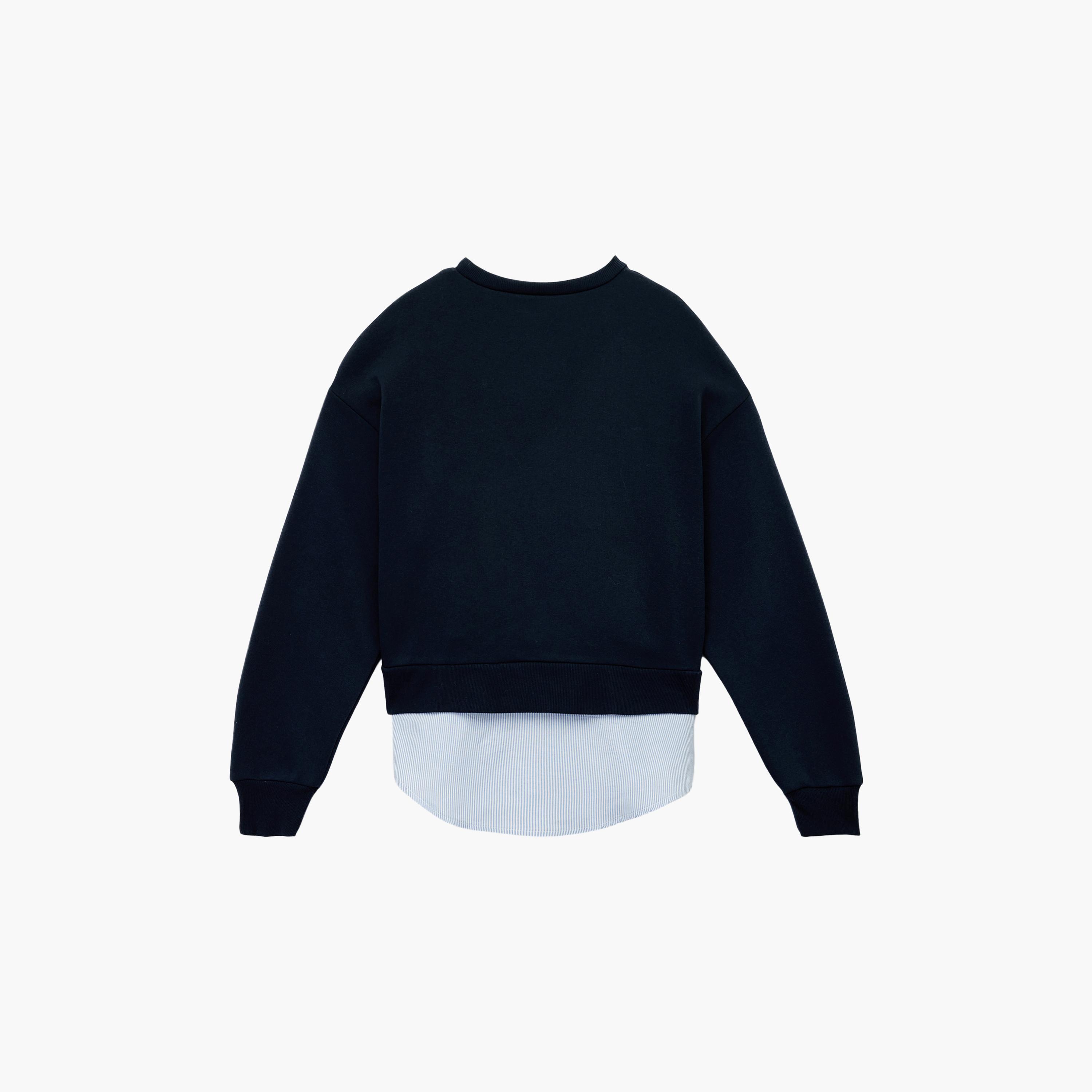 KOTON Blue Embroidered-Text Women's Sweatshirt With Shirt Hem-women-clothing-hoodiesandsweatshirts-sweatshirts-image-5