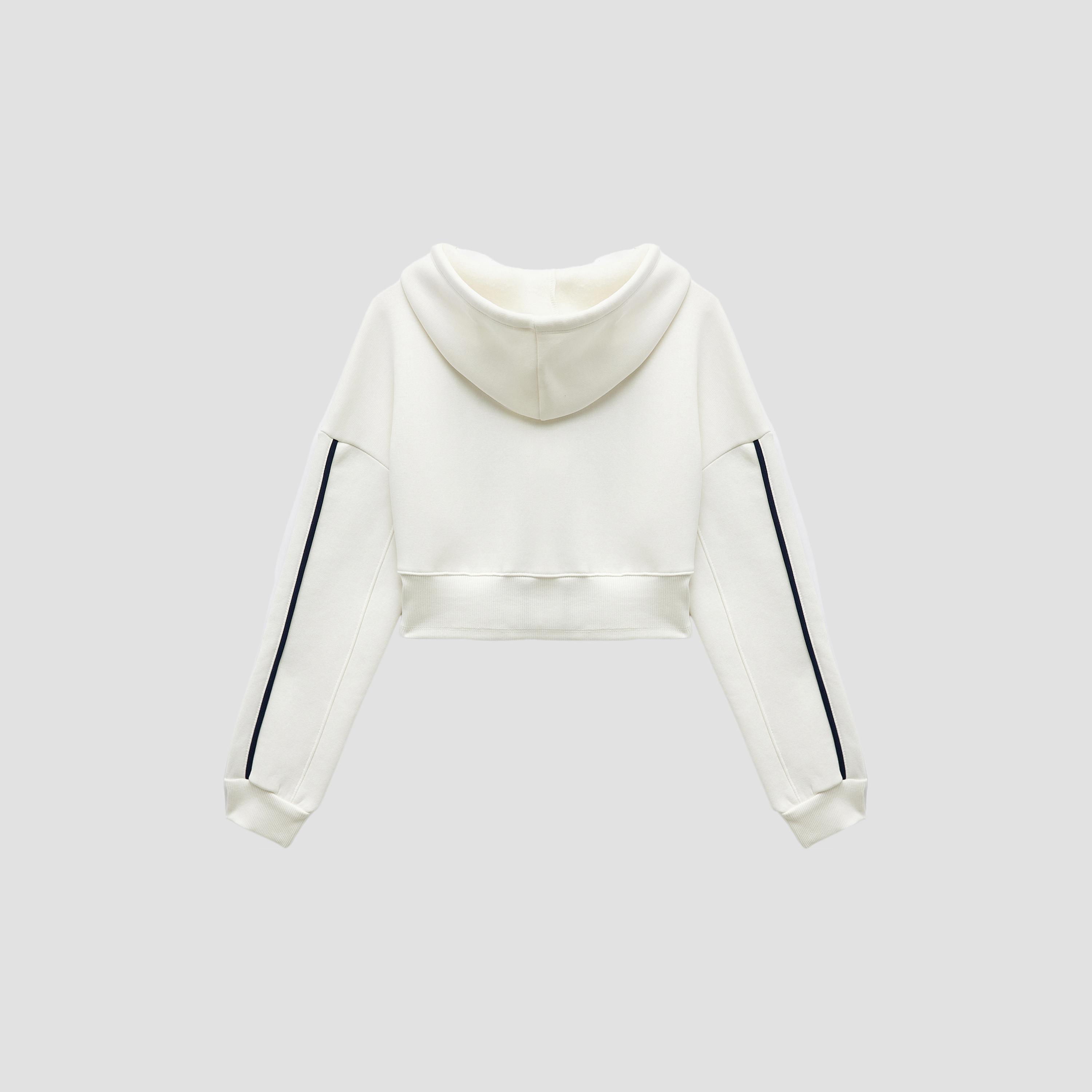 KOTON White Printed Hooded Neck Dropped Sleeves Women's Zip Through Varsity Sweatshirt-women-clothing-hoodiesandsweatshirts-sweatshirts-image-5