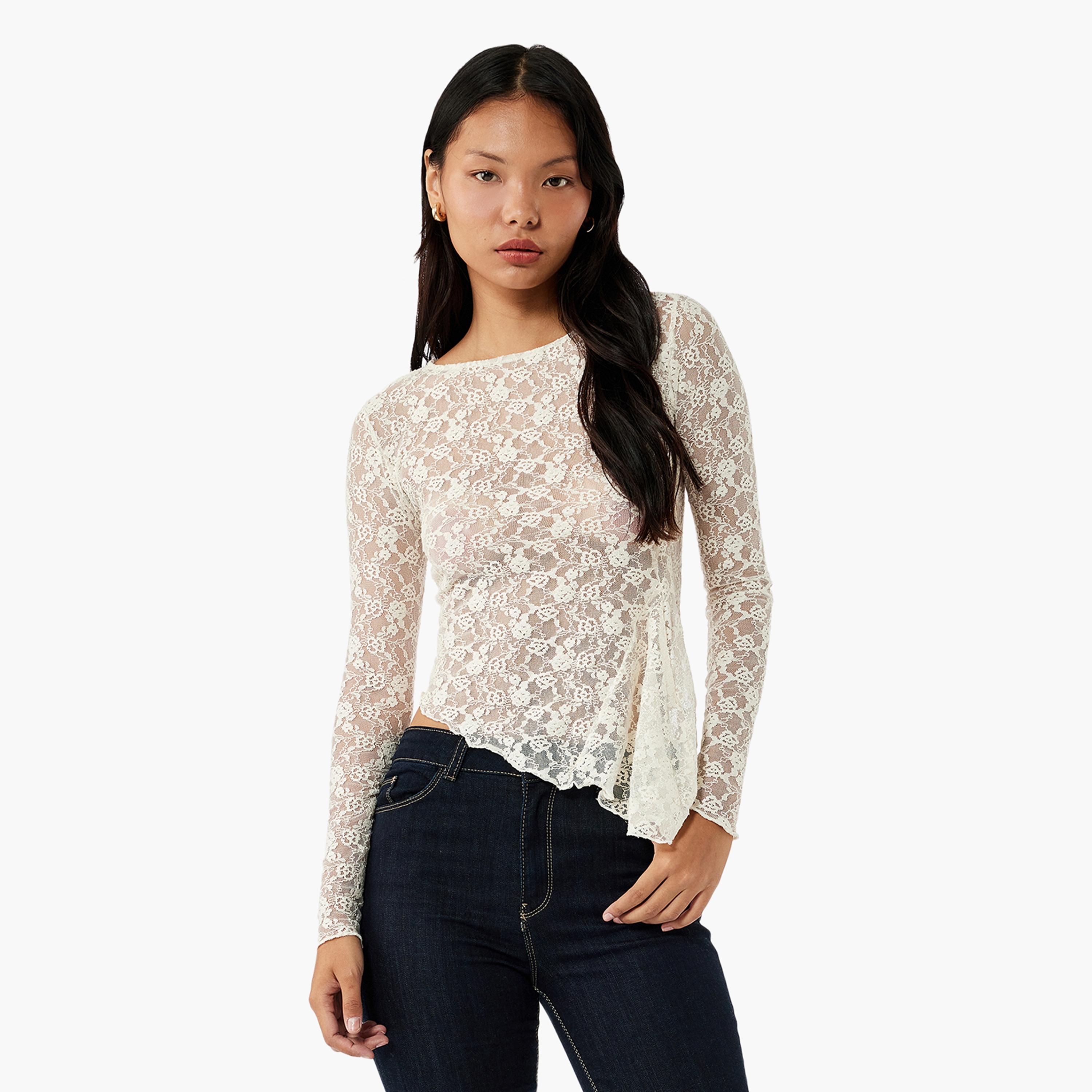 KOTON White Lace Women's Top-women-clothing-shirtsandblouses-blouses-image-1