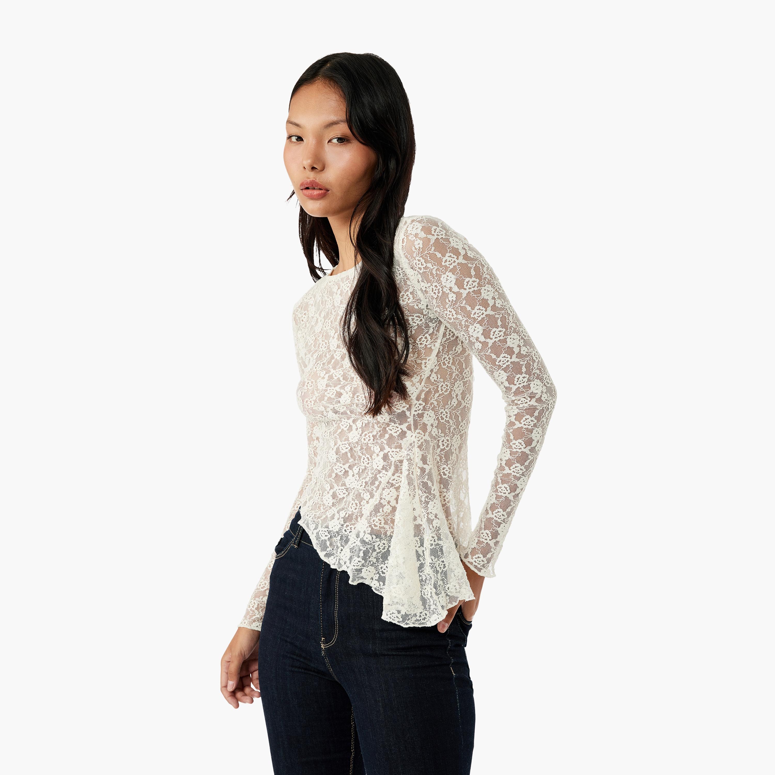 KOTON White Lace Women's Top-women-clothing-shirtsandblouses-blouses-image-3