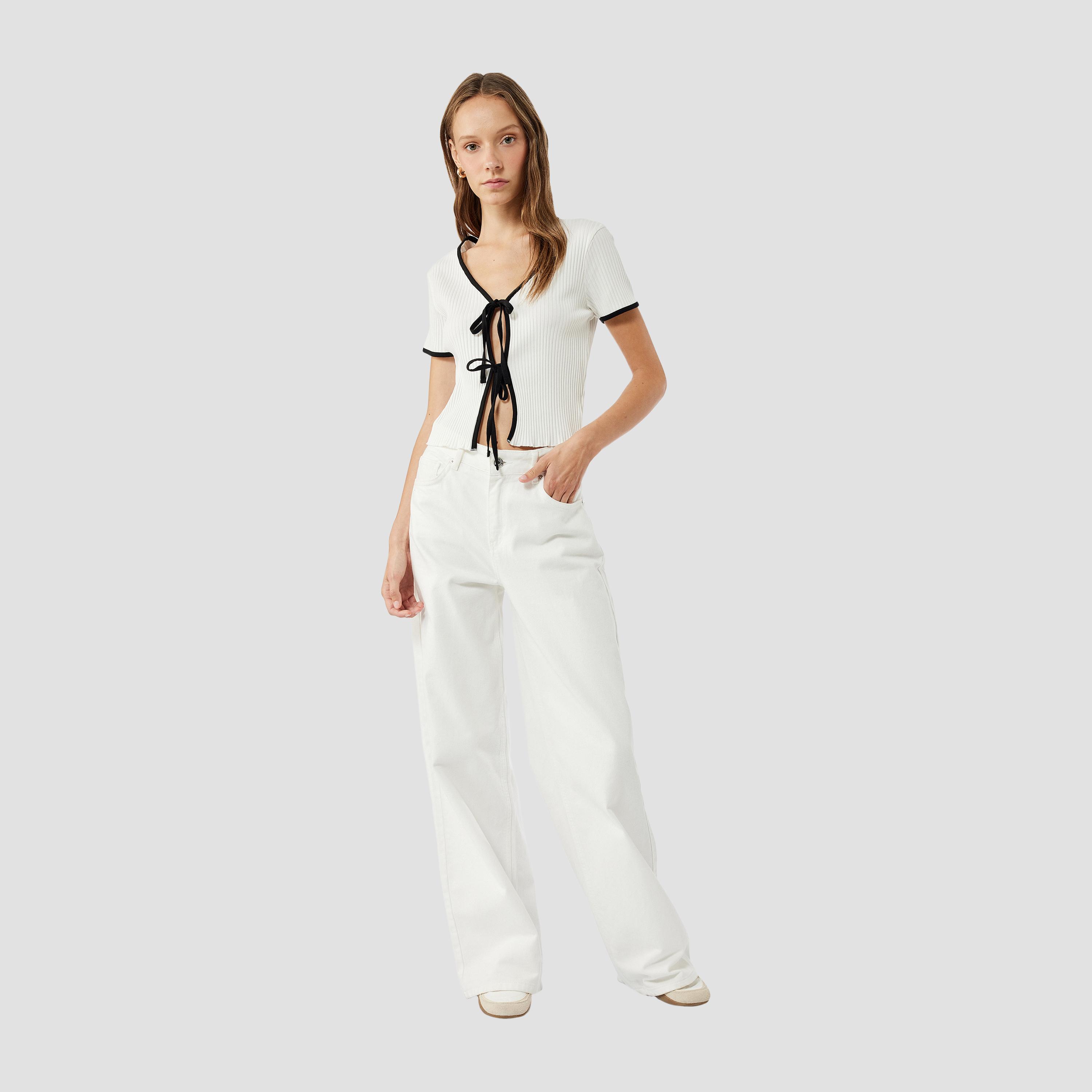 KOTON White Ribbed Tie-Up Neck Women's Top-women-clothing-shirtsandblouses-blouses-image-2